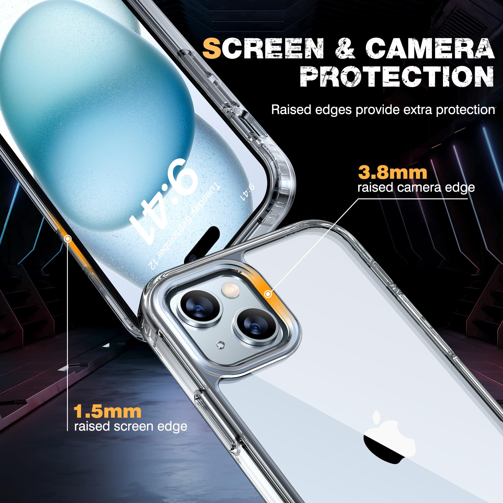 Diaclara Designed For Iphone 15 Plus Case, [With Privacy Screen Protector] [Anti Spy] [Military Grade Drop Protection] Heavy Dut