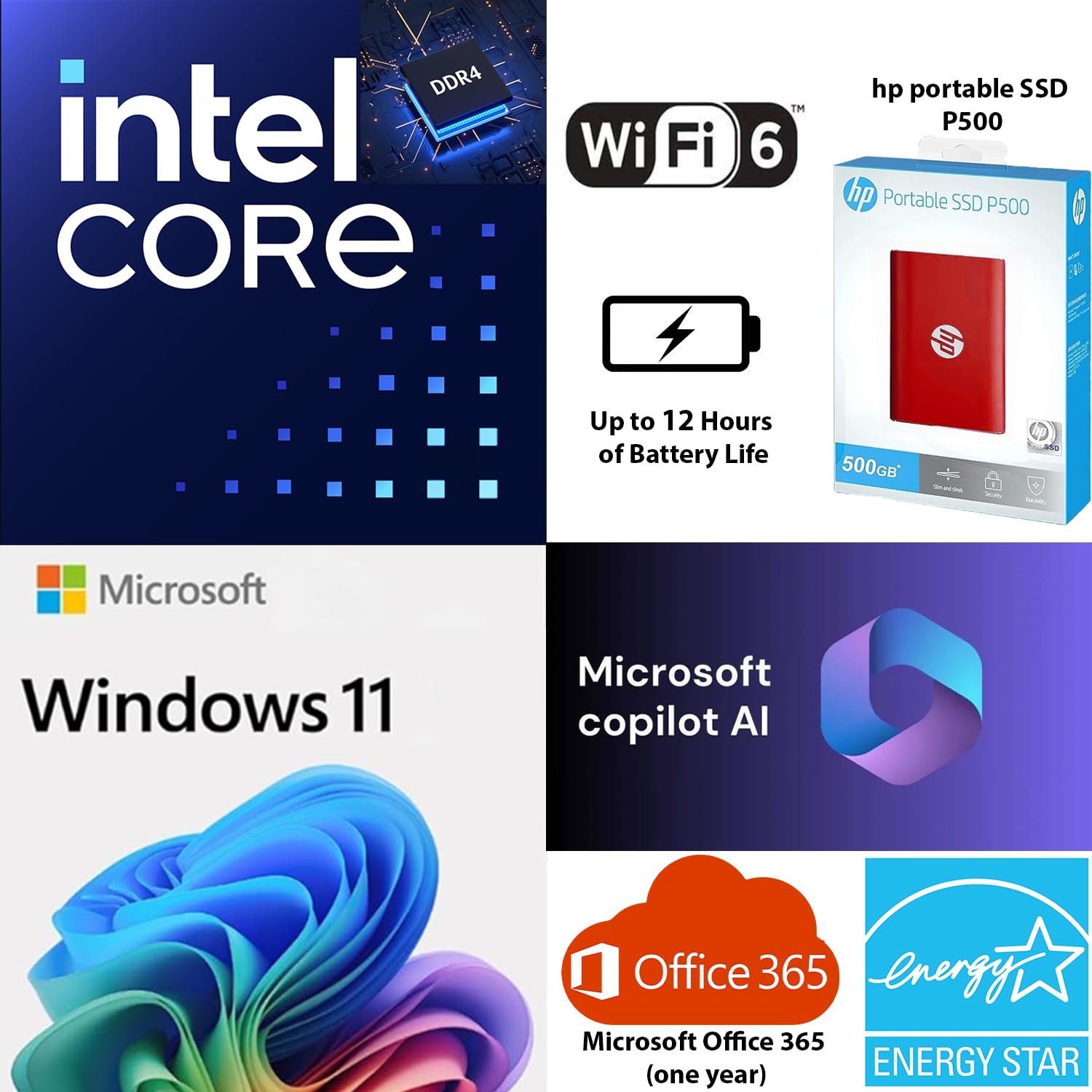 Hp 14 Ultrabook  Intel 4-Core N150  Microsoft 365  Copilot Ai  32Gb Ram  1.6Tb Storage (128Gb Ufs Withhp 512Gb P500 Portable Ssd