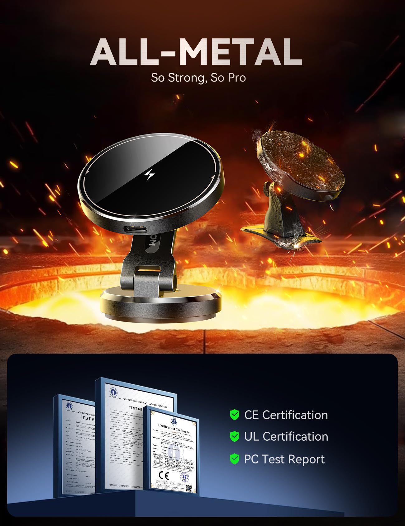 Joyroom For Magsafe Car Mount Charger, [ Upgrade Rotatable Charging Panel ] 15W Fast Charging Metal Magnetic Phone Holder, Dashb