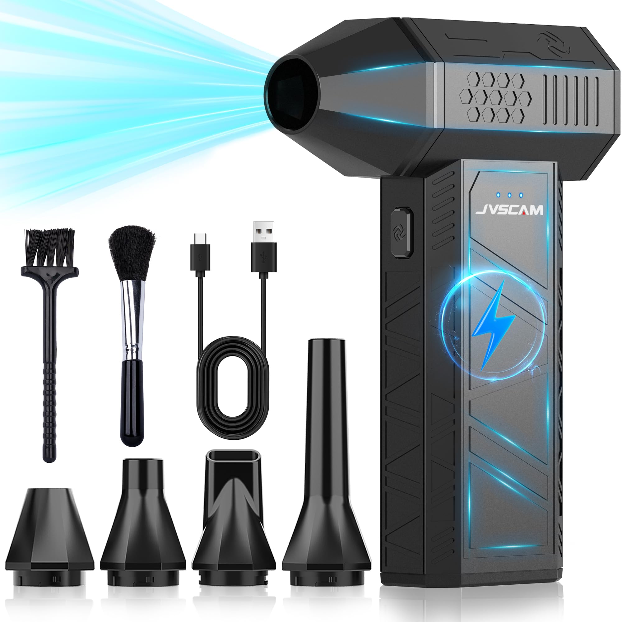 JVSCAM X3 Compressed Air Duster - Electric Air Duster with Brushless Motor,3 Gear Adjustable - Mini Air Blower- Rechargeable Air