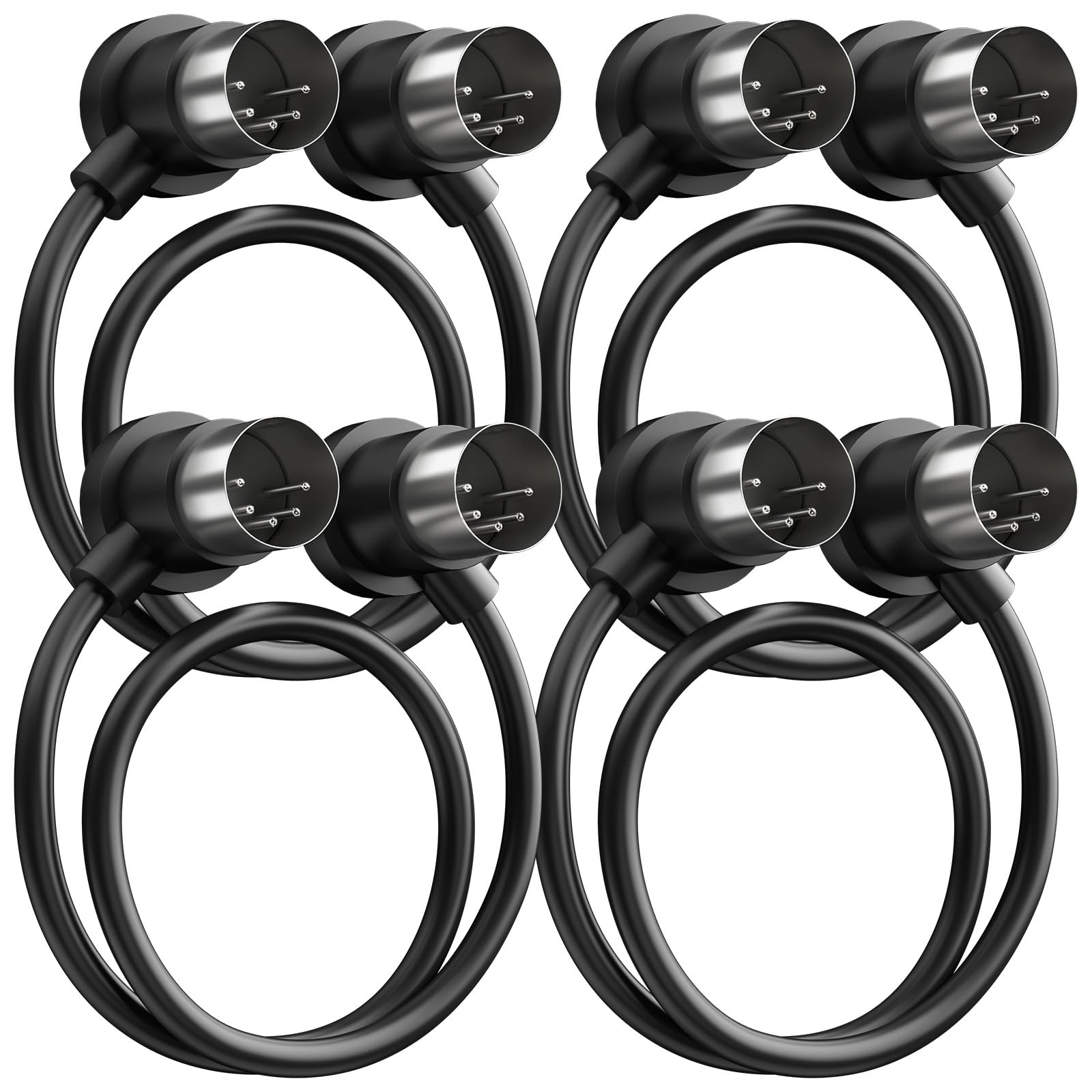 Heams 4 Pack Premium Right Angle Midi Cable 2Ft, Low Profile For Saving Space Midi Cables, Stable & Fast Transmission And Long L