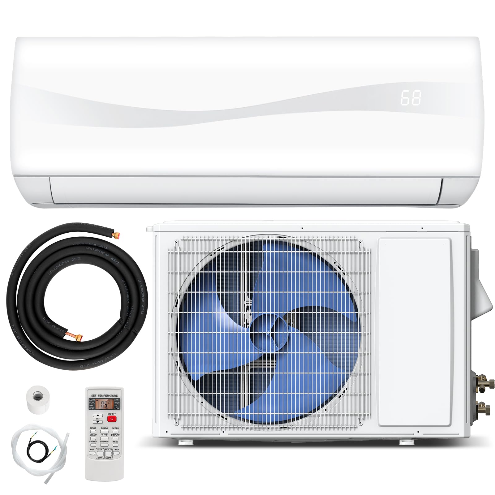 Dortala 12000 Btu Mini Split Air Conditioner & Heater, 20 Seer2 115V Pre Charged Inverter Heat Pump System, Wall Mounted Ductles