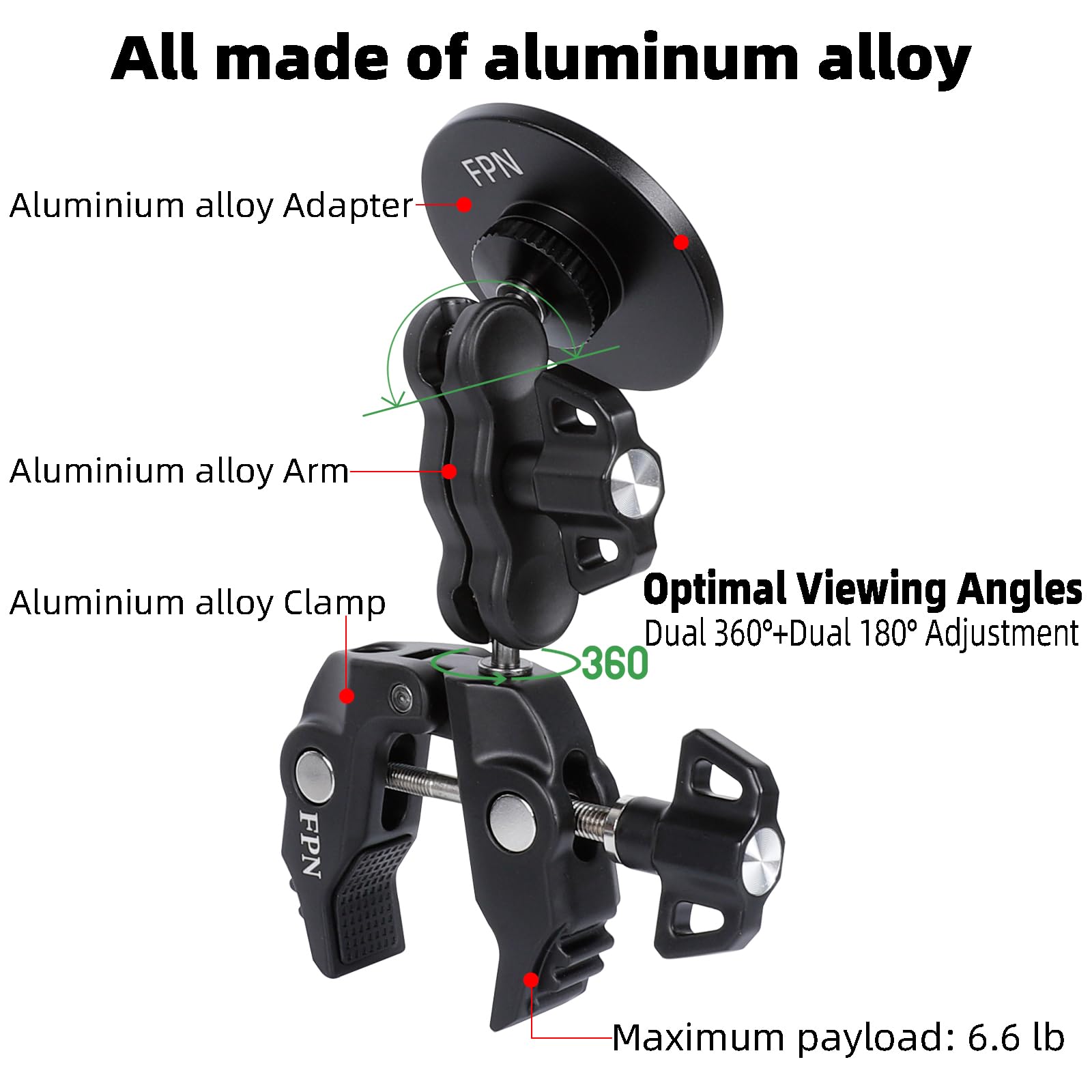 Fpn All-Metal Magnetic Phone Holder For Magsafe, Magnet Phone Mount With Super Clamp For Spin Bike/Microphone Stand/Cart/Railing