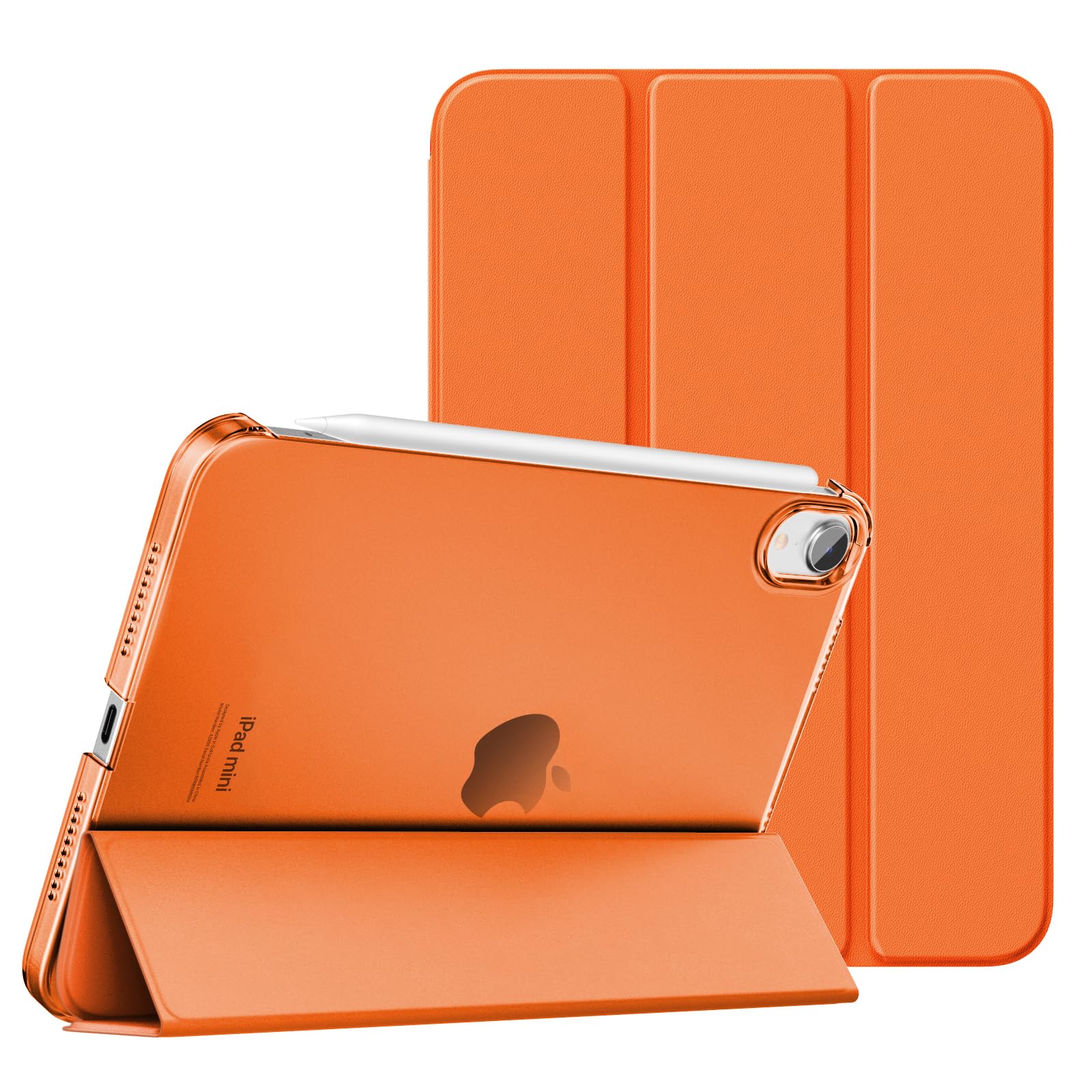 MoKo for iPad Mini 7 (A17 Pro) Case 2024,iPad Mini 6 Case 2021,8.3 inch iPad Mini 7th/6th Generation Case,Slim Lightweight Hard Back Shell Stand Cover for iPad Mini 2024 with Touch ID, Orange