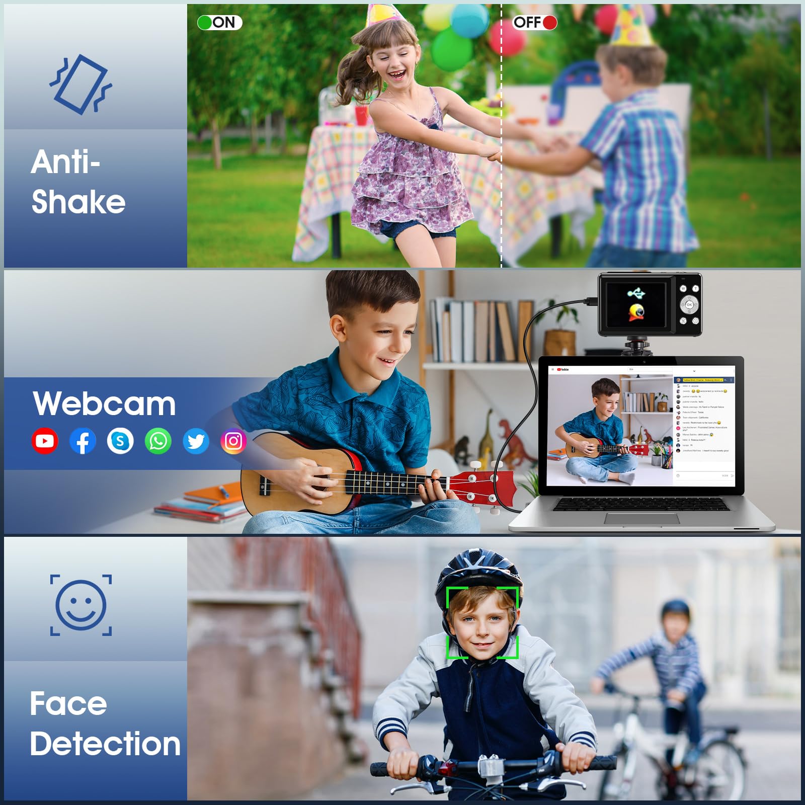 Digital Camera, Fhd 1080P Digital Camera For Kids With 32Gb Card, 16X Zoom, Flashlight, 44Mp Compact Point And Shoot Cameras Por