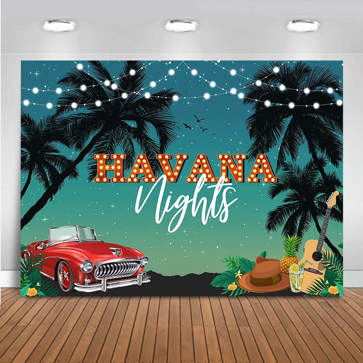 Mocsicka Havana Nights Backdrop Palm Summer Sunset Hawaiian Seaside Palm Trees Photography Background One Hot Havana Night Cuban