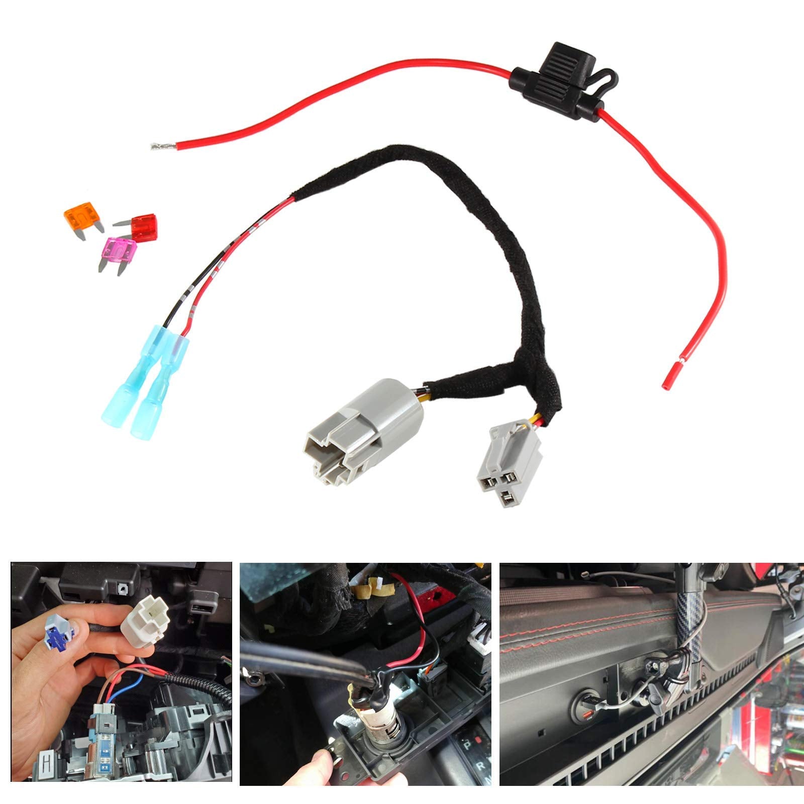 Red Wolf For 2001 2022 Jeep Wrangler Jk Jku Tj Unlimited Oem Power Outlet 12 Volt Power Adapter Wire Harness Switch Socket To Ad