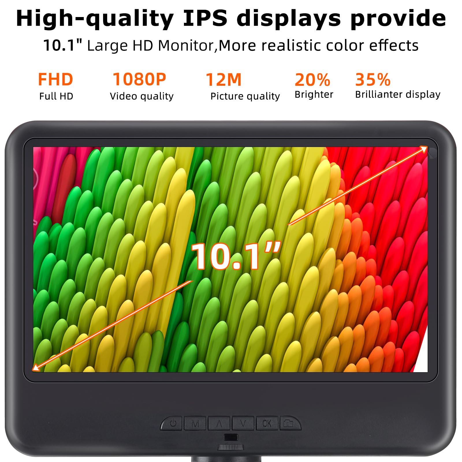 Koolertron 10.1''Ips Lcd Digital Microscope 8 Led Lights&2 Fill Lights,Usb Electronic Microscope Camera With Remote Control And