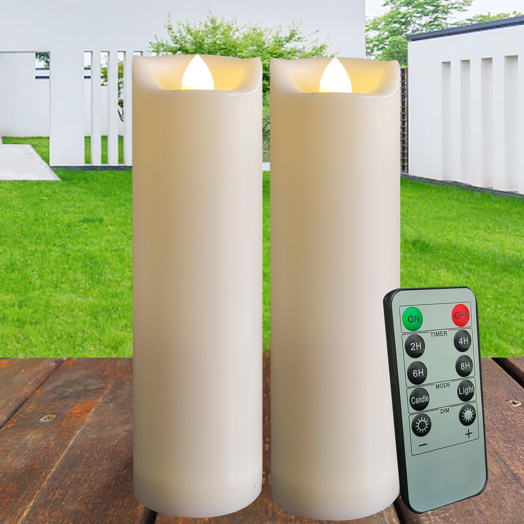 2''X7'' Outdoor Led Battery Operated Candles With Timer/Remote Plastic Flickering Waterproof Flameless Candles Wedding Party Hal