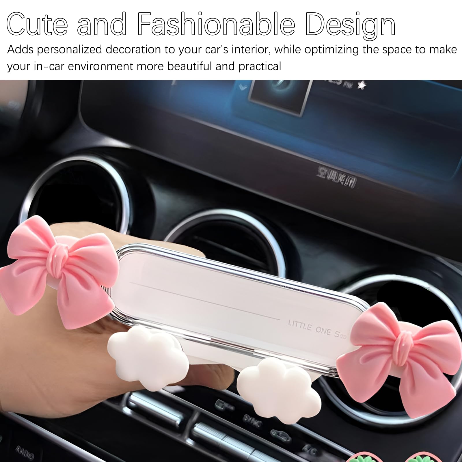 Agloo Adorable Car Phone Holder - Pink Butterfly Bow Design,Universal Car Air Vent Phone Mount For All Smartphones,Kawaii Car Ac