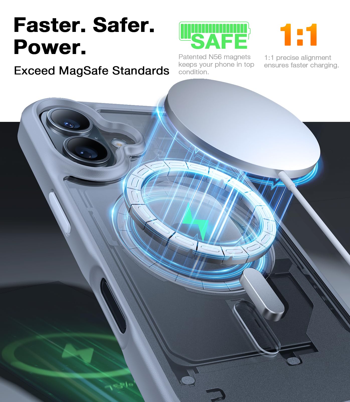 Torras Magnetic Shockproof For Iphone 16 Case, Fit For Magsafe, 4X Military Grade Drop Protection Anti Scratch Protective Hard B