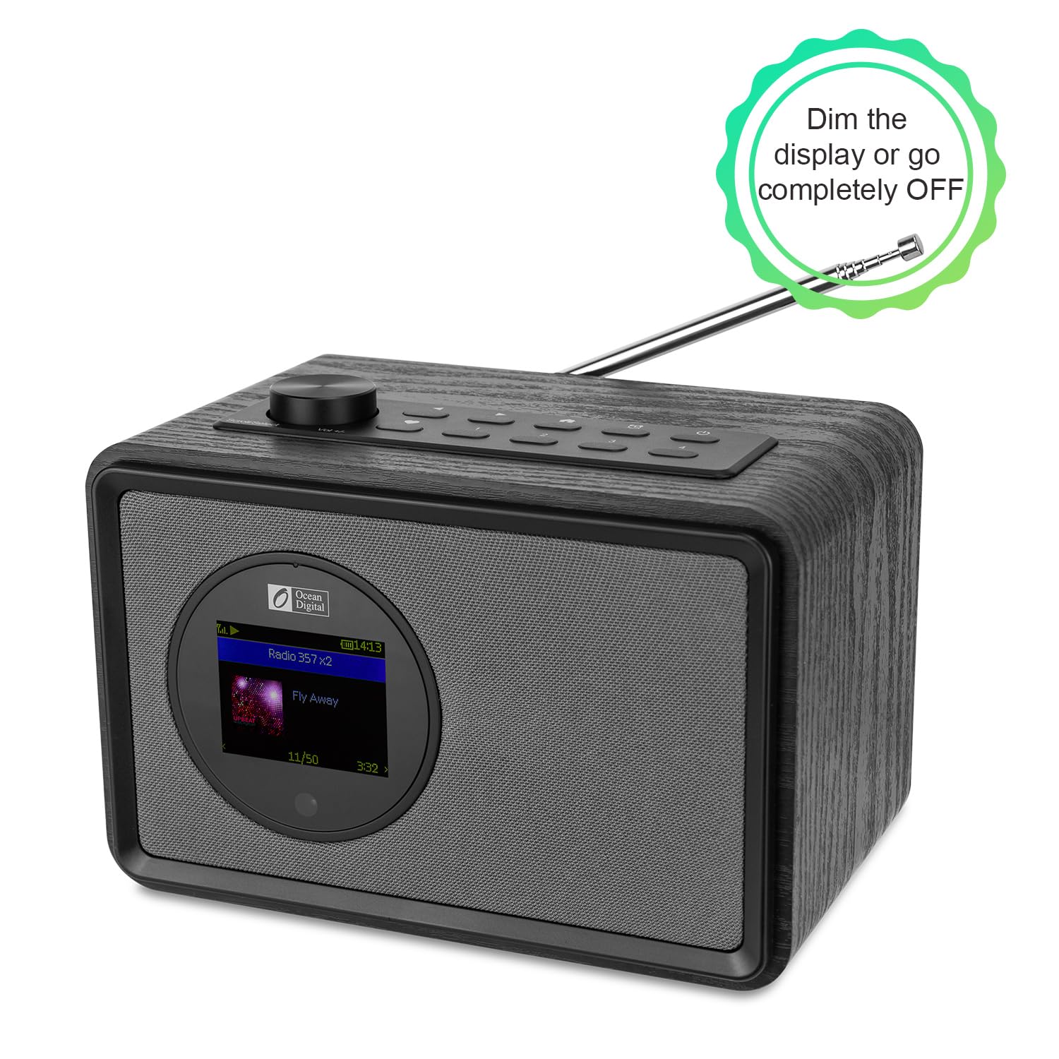 Ocean Digital Wr 390 Wi Fi Internet Radio, Fm, Bluetooth Speaker, Rechargeable, 4 Preset Buttons, Alarm Clock, Dimmer, Auto Off