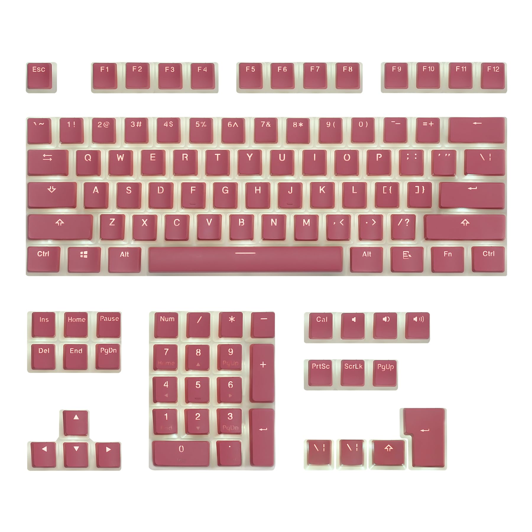 Happy Balls Pink Pudding Keycaps Translucent Pbt Keyset Backlit Oem Profile Ansi/Iso Layout For Mechanical Keyboard Compatible W