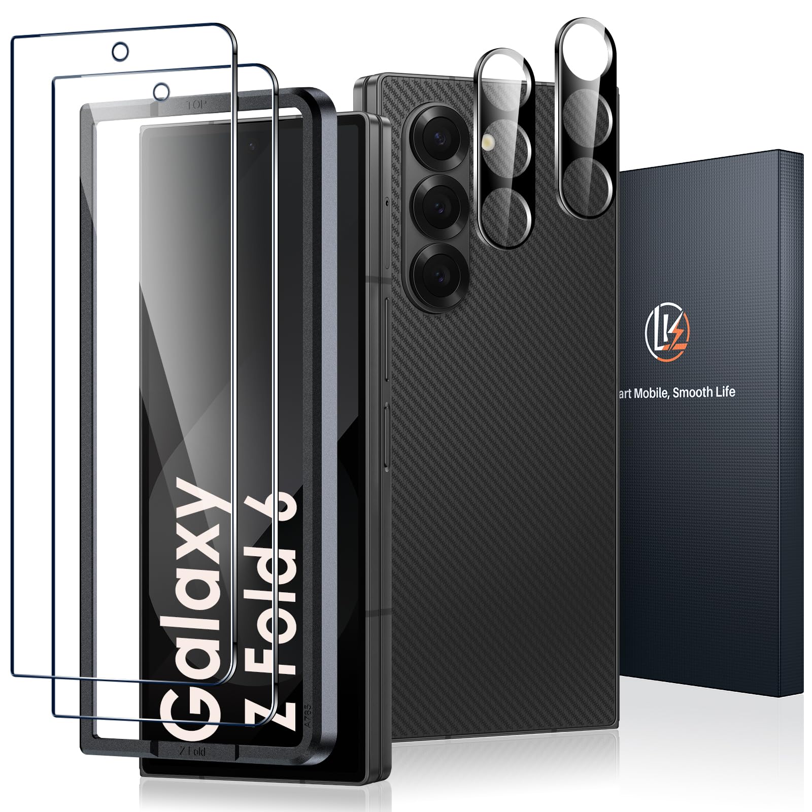 Lk 2 Pack For Samsung Galaxy Z Fold 6 Screen Protector+ 2 Pack Camera Lens Protector, Hd Clear Tempered Glass Screen Protector F