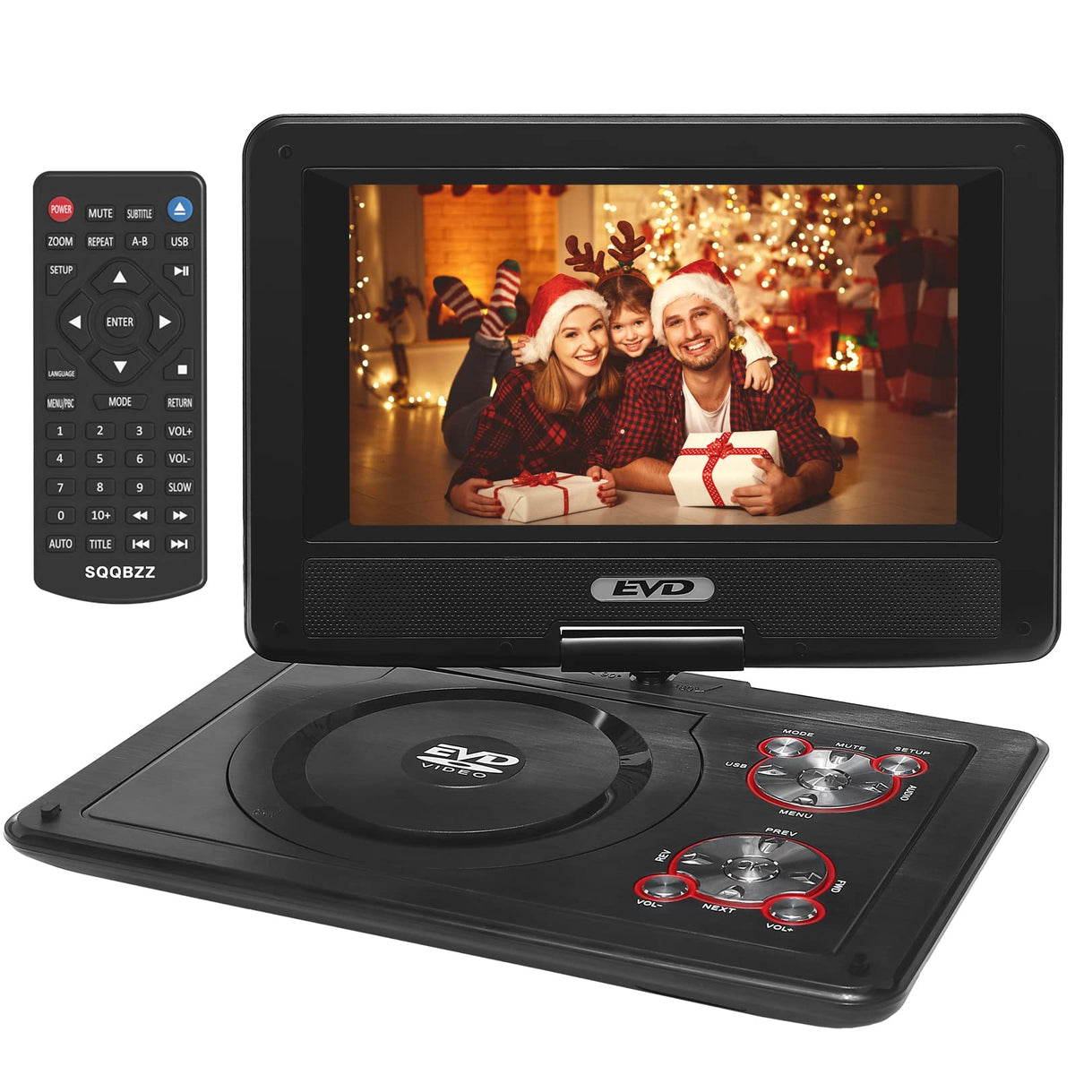 11.5' Portable Dvd Player With 9.5' Swivel Screen, 5 Hours Rechargeable Battery,Car Dvd Player,Support Cd/Dvd/Sd Card/Usb,Regions Free,Dual Speakers, Black�