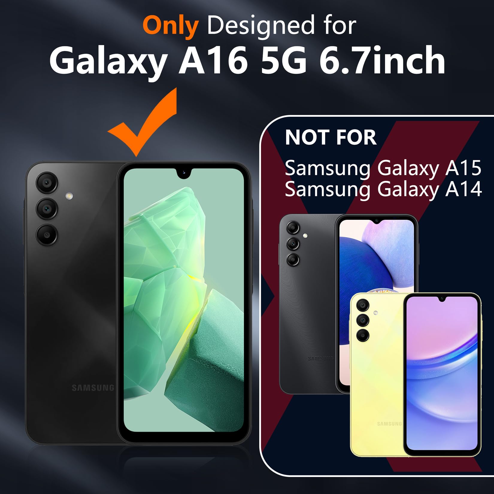 Spidercase For Samsung Galaxy A16 5G Case,[12 Ft Military Grade Drop Protection] 2 Pack[Tempered Glass Screen Protector + Camera