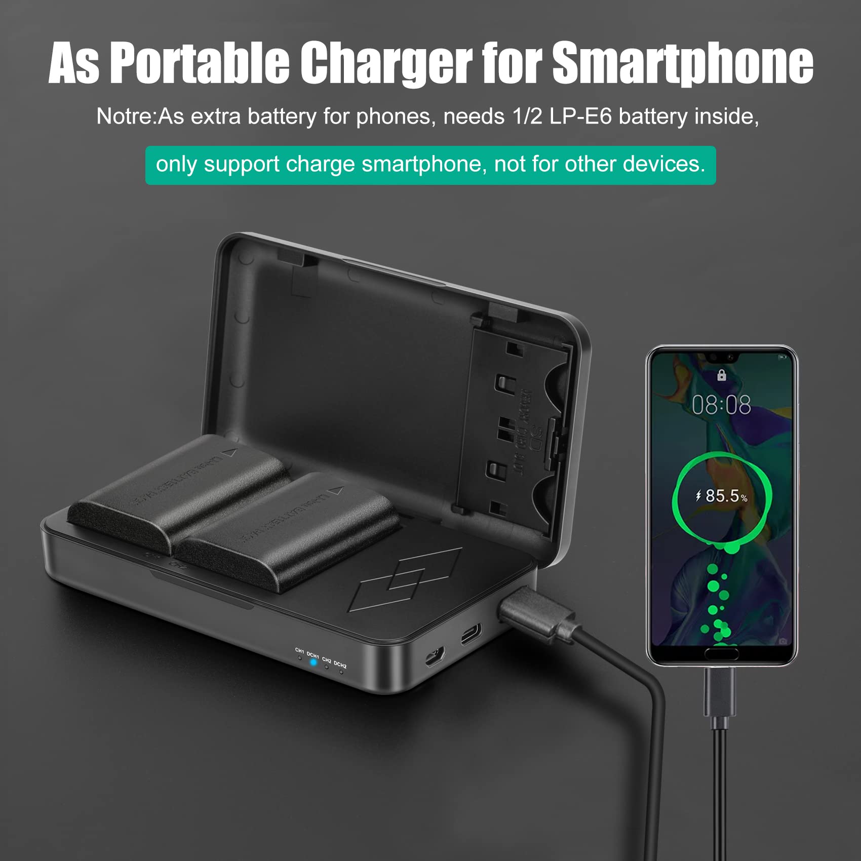 Jyjzpb 2 Pack Lp E6N Batteries And Lp E6 Battery Charger Case Fit For Canon Eos R, Eos R5, Eos 90D, Eos 60D, 70D, 80D, 5D Ii, 5D