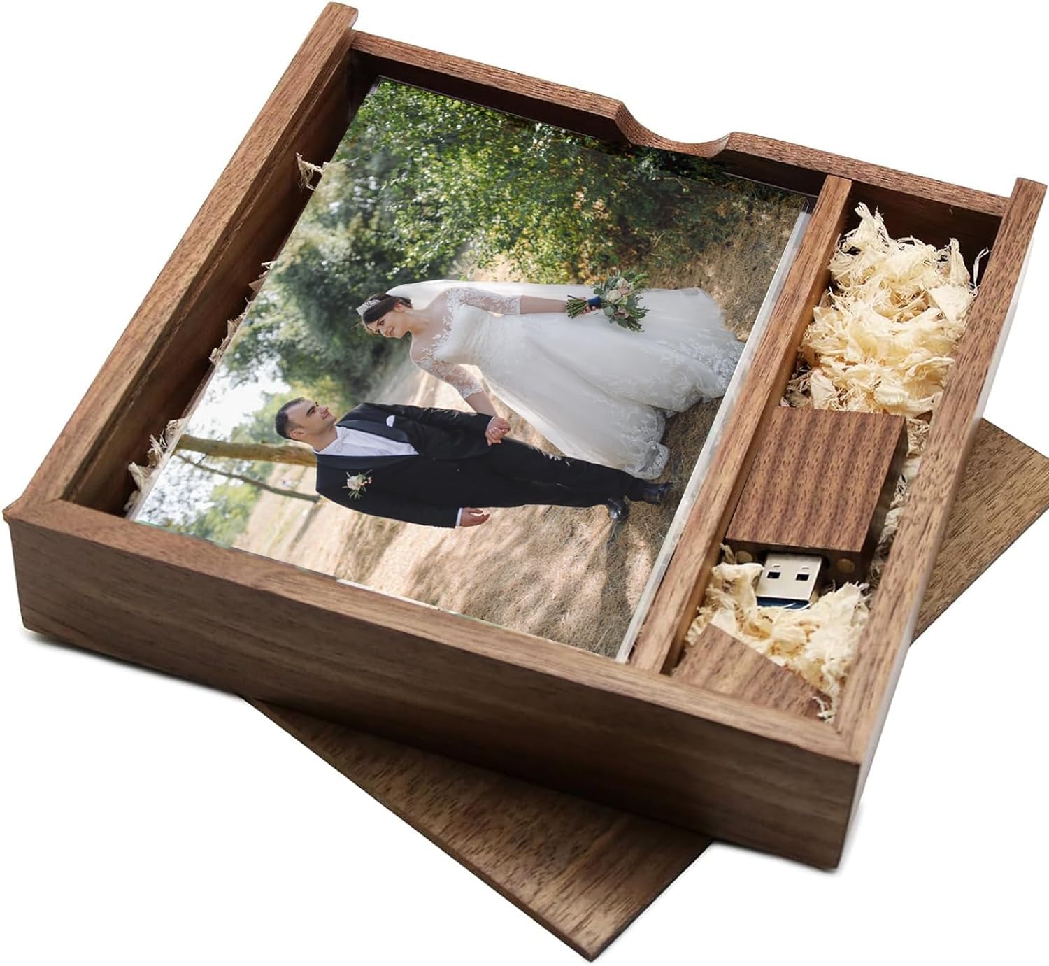 64Gb Usb 3.0 Flash Drive With Large Walnut Wood Gift Box Of Sliding Lid Tatmohik Memory Stick 64 Gb Thumb Drive, Usb Drive And B