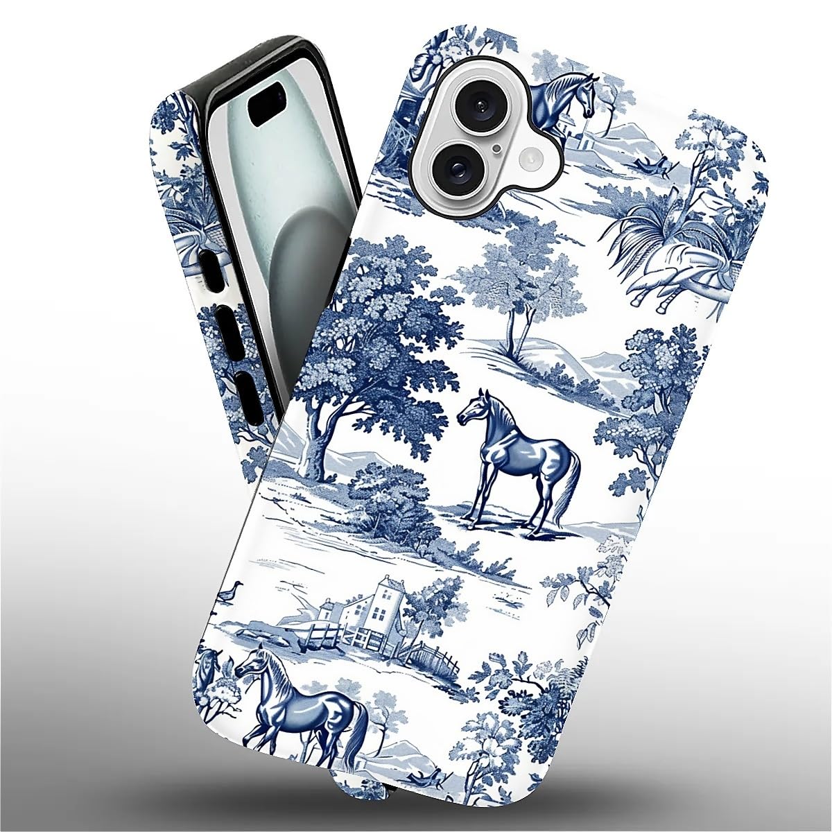 Ilikediy For Iphone 16 Plus Case,Hh2 Wild Desert Horse Manor Hybrid 2 Layer Hard Shell Silicone Protective Pattern Design Case