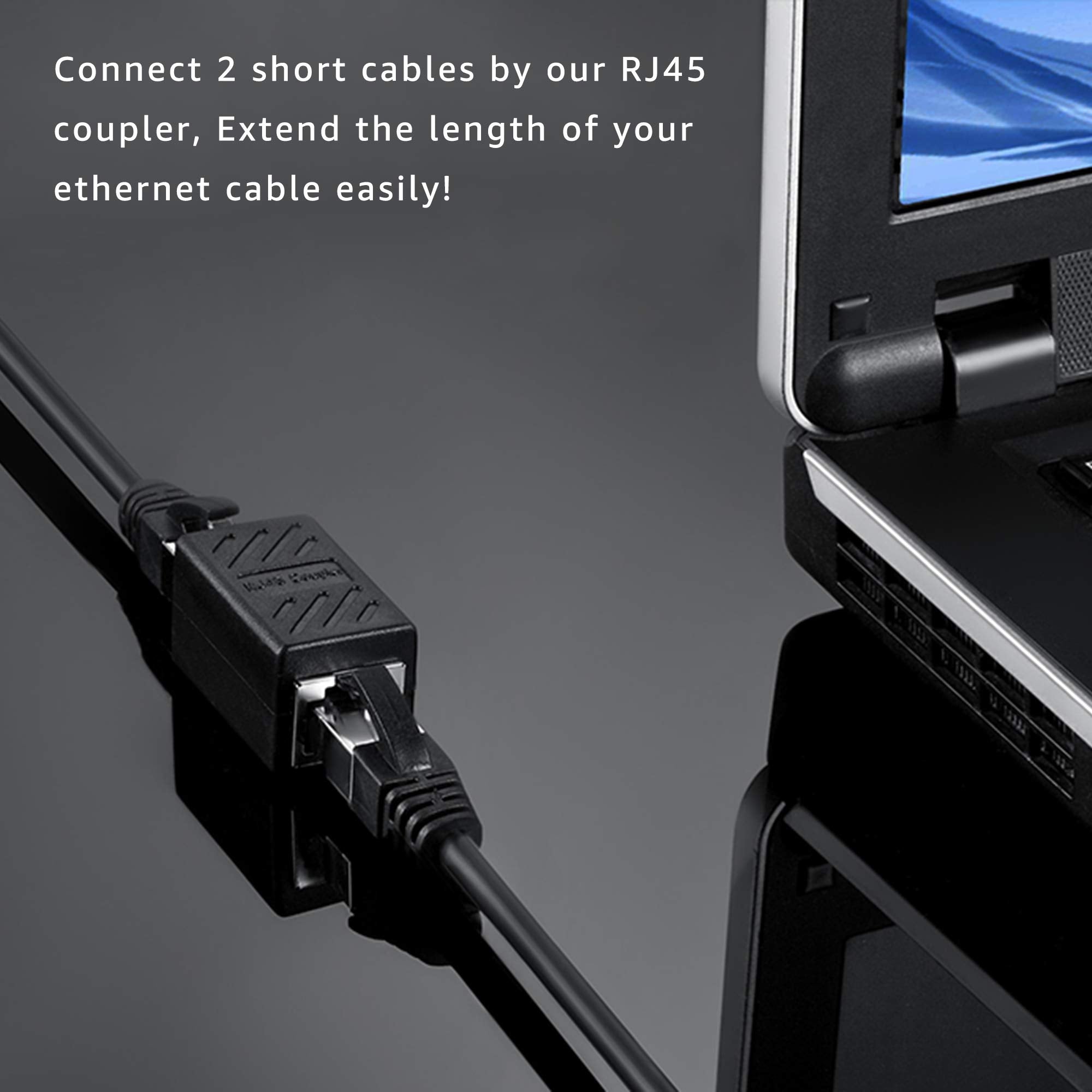 Deface Rj45 Coupler 4 Pack Cat8 Cat7 Cat6 Cat5E Female To Female Ethernet Adapter Black