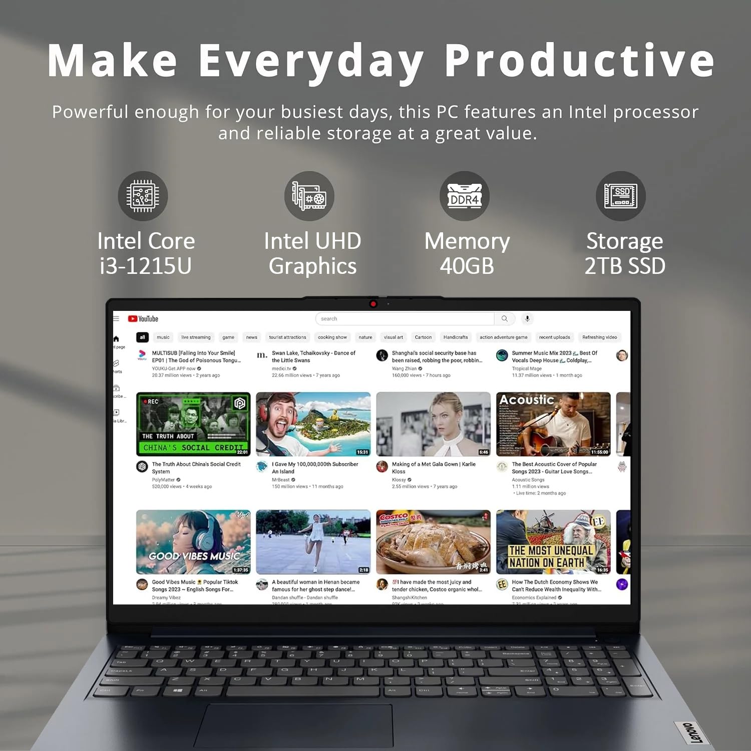 Lenovo Newest 15.6'' Fhd Laptop, 12Th Gen Intel Core I3 1215U 6 Core Processor(Up To 4.4Ghz), 40Gb Memory, 2Tb Pcie Ssd, Hdmi, S