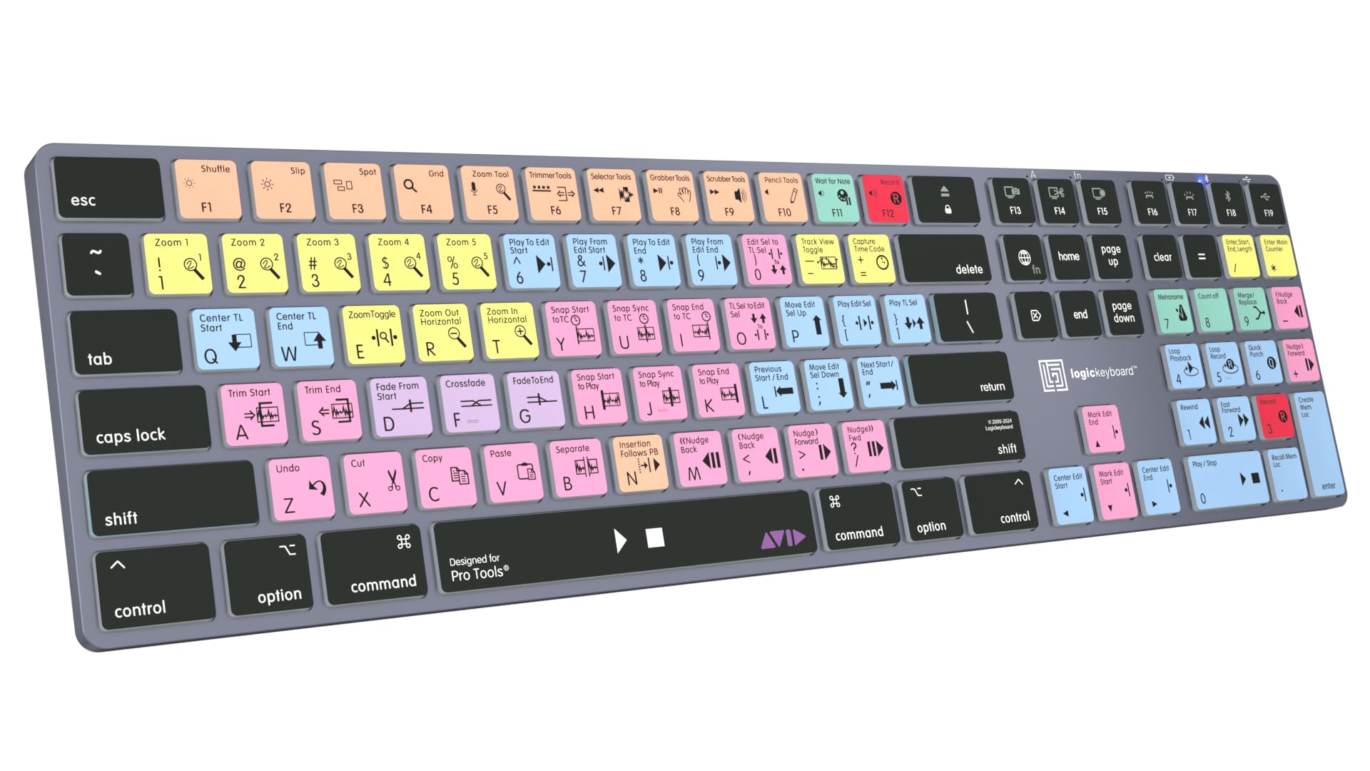 Logickeyboard Titan Wireless Backlit Keyboard for Avid Pro Tools on Mac - Aluminum, Model LKB-PT-TM-US
