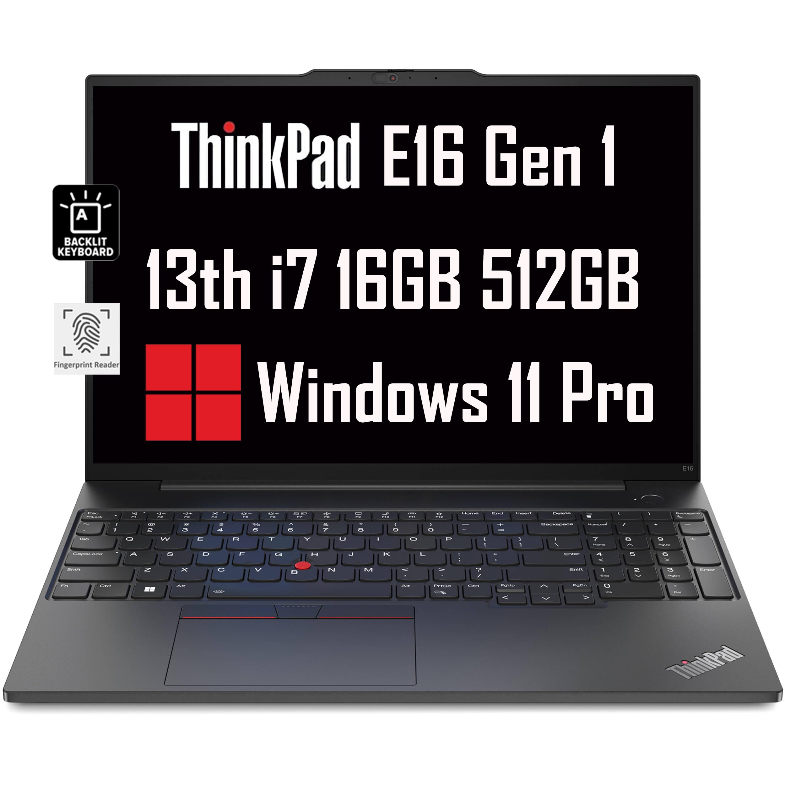 Lenovo ThinkPad E16 Business Laptop (16 FHD+ Anti-glare, Intel 13th Gen 10-Core i7-1355U, 16GB RAM, 512GB SSD), Backlit, Fingerp