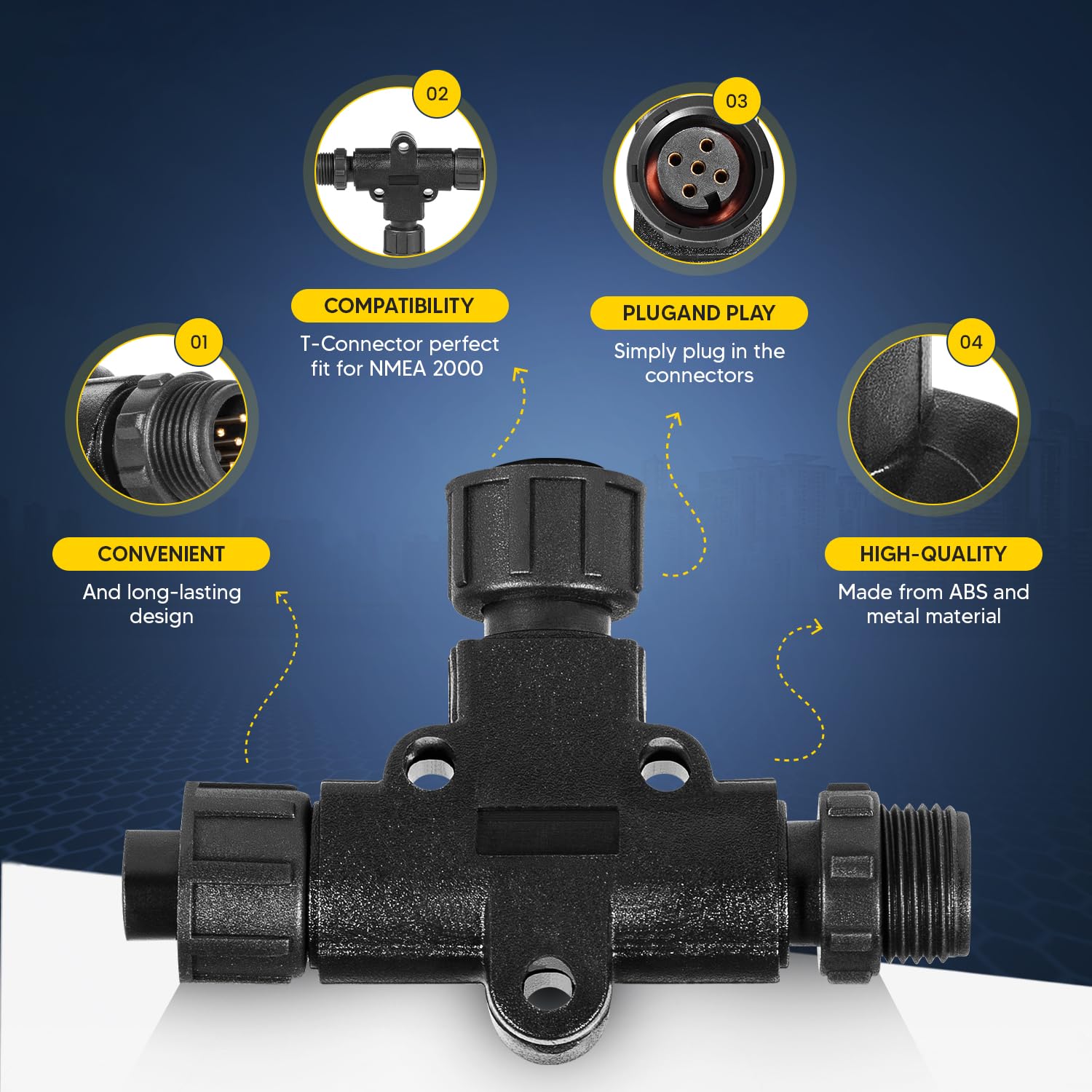 Nmea 2000 N2K Tee T Connector 5Pin Ip67 Waterproof, For Garmin Lowrance Simrad B&G Navico Networks, Boat/Ship/Yacht Parts