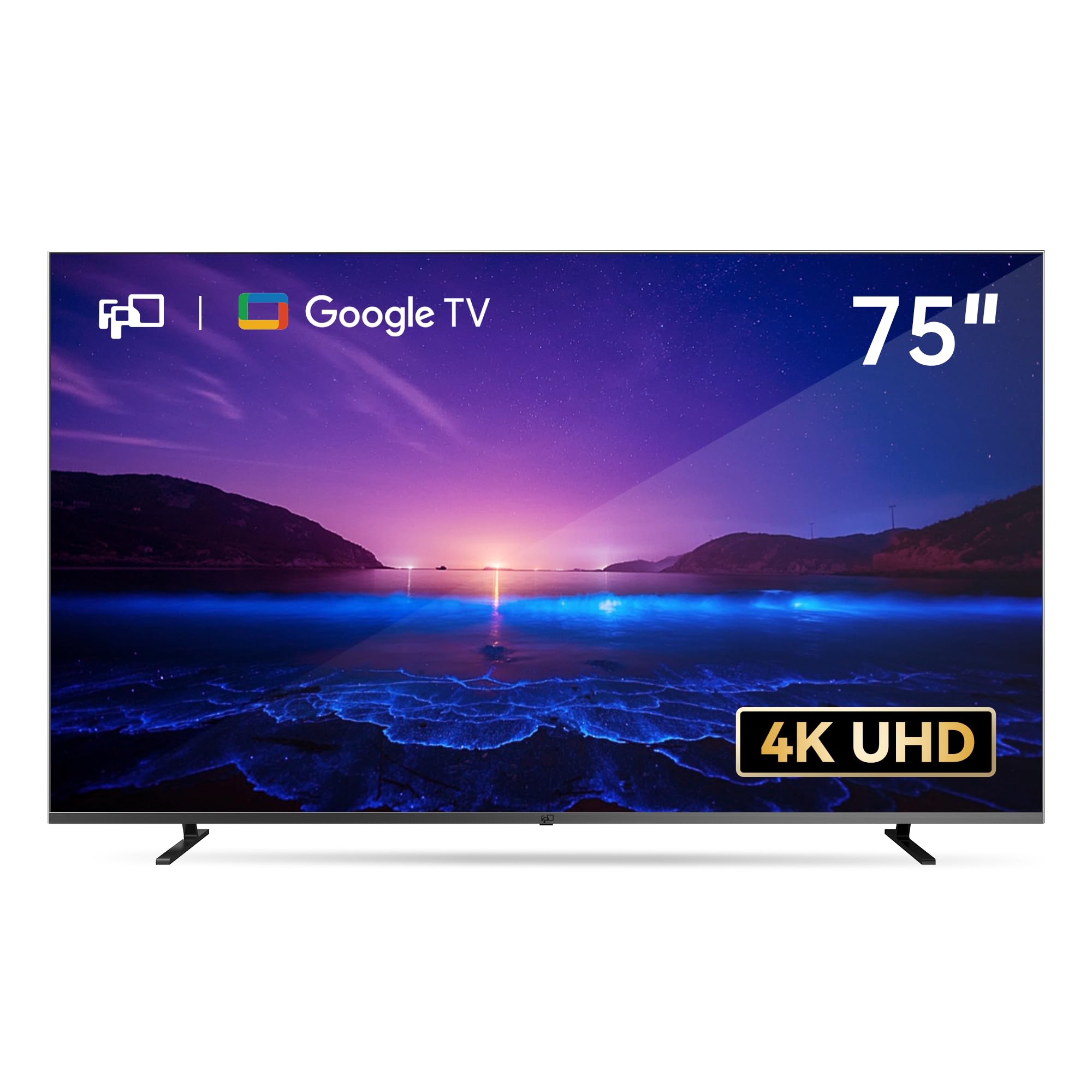 Fpd 75 Inch Smart Tv, 4K Led Google Tv With Google Play Built In Google Cast, Hdr 10, Dolby Atmos & Vision Memc, Voice Assistant