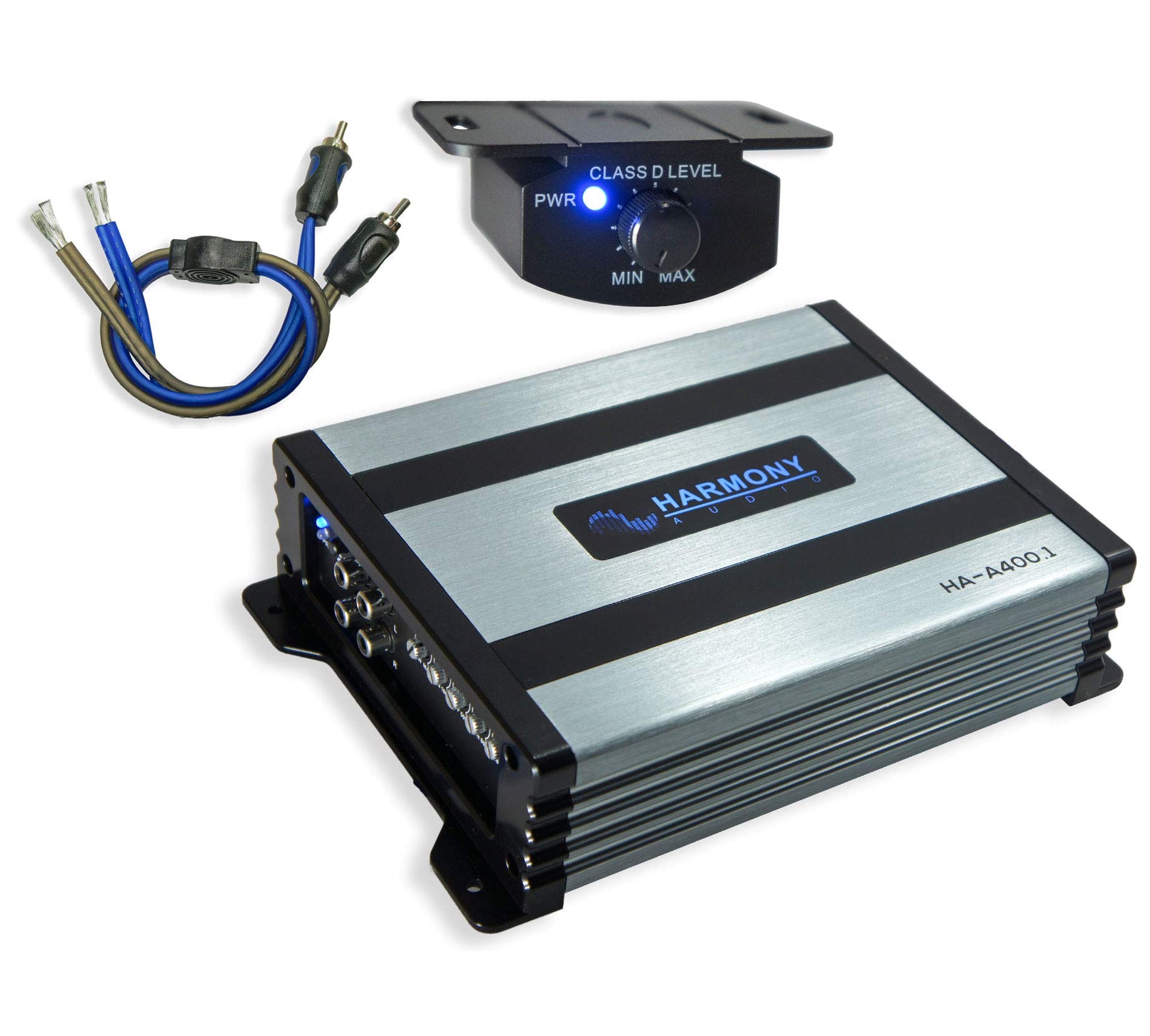 Harmony Audio Kicker Bundle Compatible With Universal Truck (2) 43Ct104 Car Audio Single 10' Loaded Sub Box Enclosure With Harmony Ha A400.1 Amplifier And Amp Wiring Kit