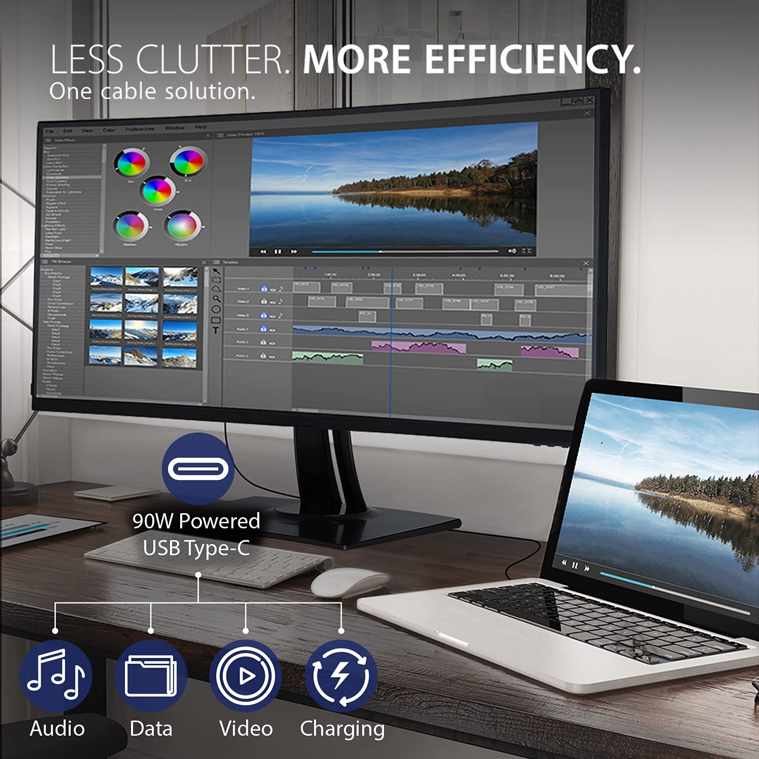 Viewsonic Vp3881A 38-Inch Ips Wqhd+ Curved 21:9 Monitor With 100% Srgb Rec 709, Eye Care, Hdr10 Support, 90W Usb C, Hdmi, Usb, D