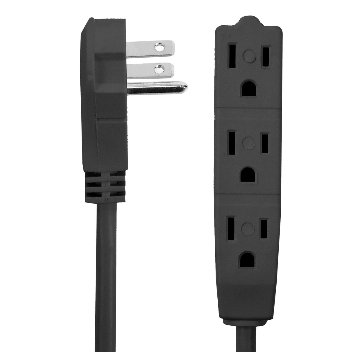 Bindmaster 30 Feet Extension Cord/Wire, 3 Prong Grounded, 3 Outlets, Angled Flat Plug, Black