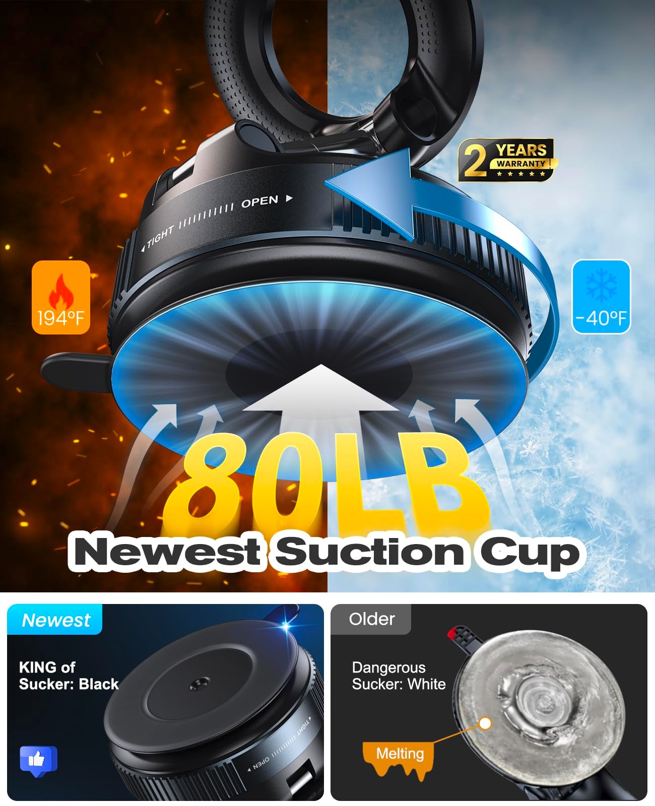 Jononser Vacuum Magnetic Suction Cup Phone Mount For Magsafe, 360 Adjustable Magnetic Phone Holder, Pocket Size Foldable Portabl