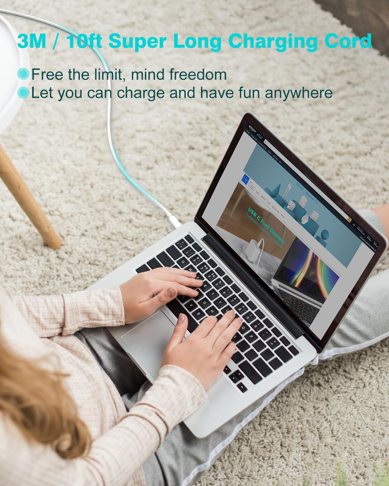 Charger For Macbook Pro 10Ft, 96W Usb C Charger Power Adapter For Macbook Pro 16, 15, 14, 13 Inch 2024, 2023, 2022 2021, 2020, M1 M2 M3 Macbook Air, Led, 100W Usb C Cable Charging As Fast As Magsafe 3