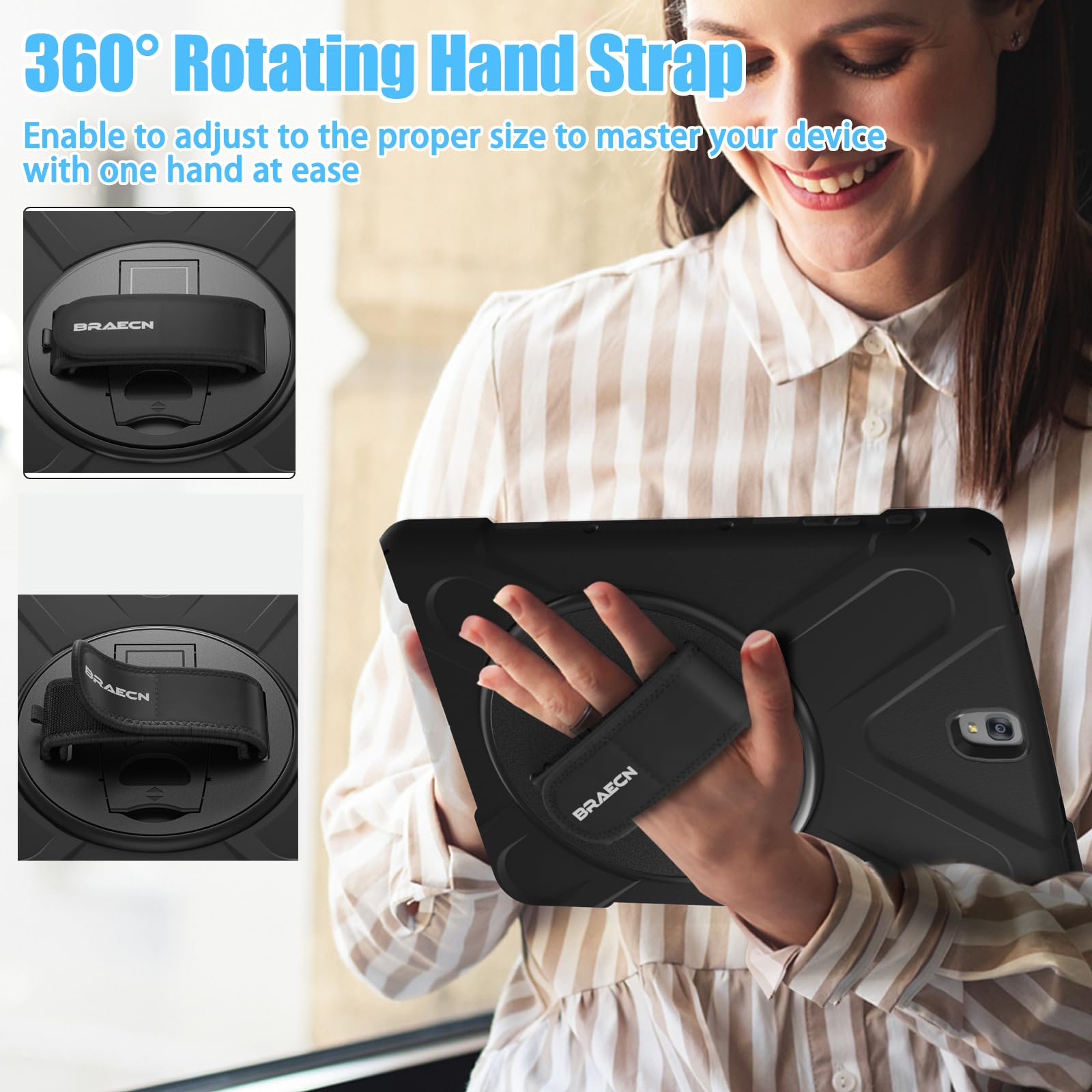 Braecnstock For Samsung Galaxy Tab S3 Case 9.7 Inch 2017 (Sm-T820/T825/T827) Rugged Shockproof Protective Cover With Rotating St