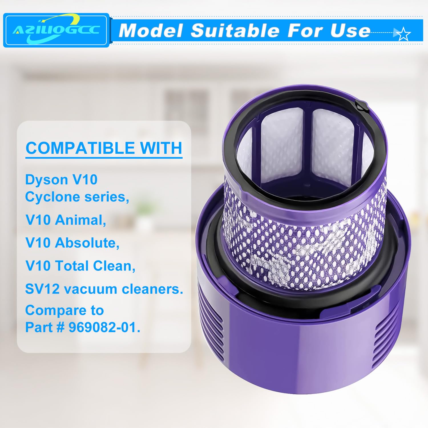 2 Pack V10 Filters Replacement Compatible With Dyson V10 Cyclone Series, V10 Absolute, V10 Animal, V10 Total Clean, Sv12,Part No