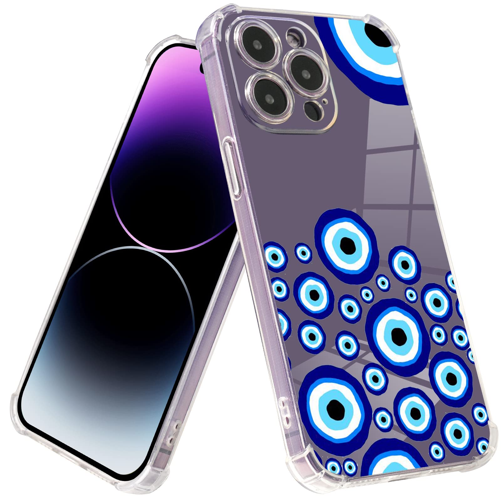 Roemary Purple Case For Iphone 13 Mini With Blue Horse Design,Watercolor Pattern With Screen Protector [Buffertech 6.6 Ft Drop I