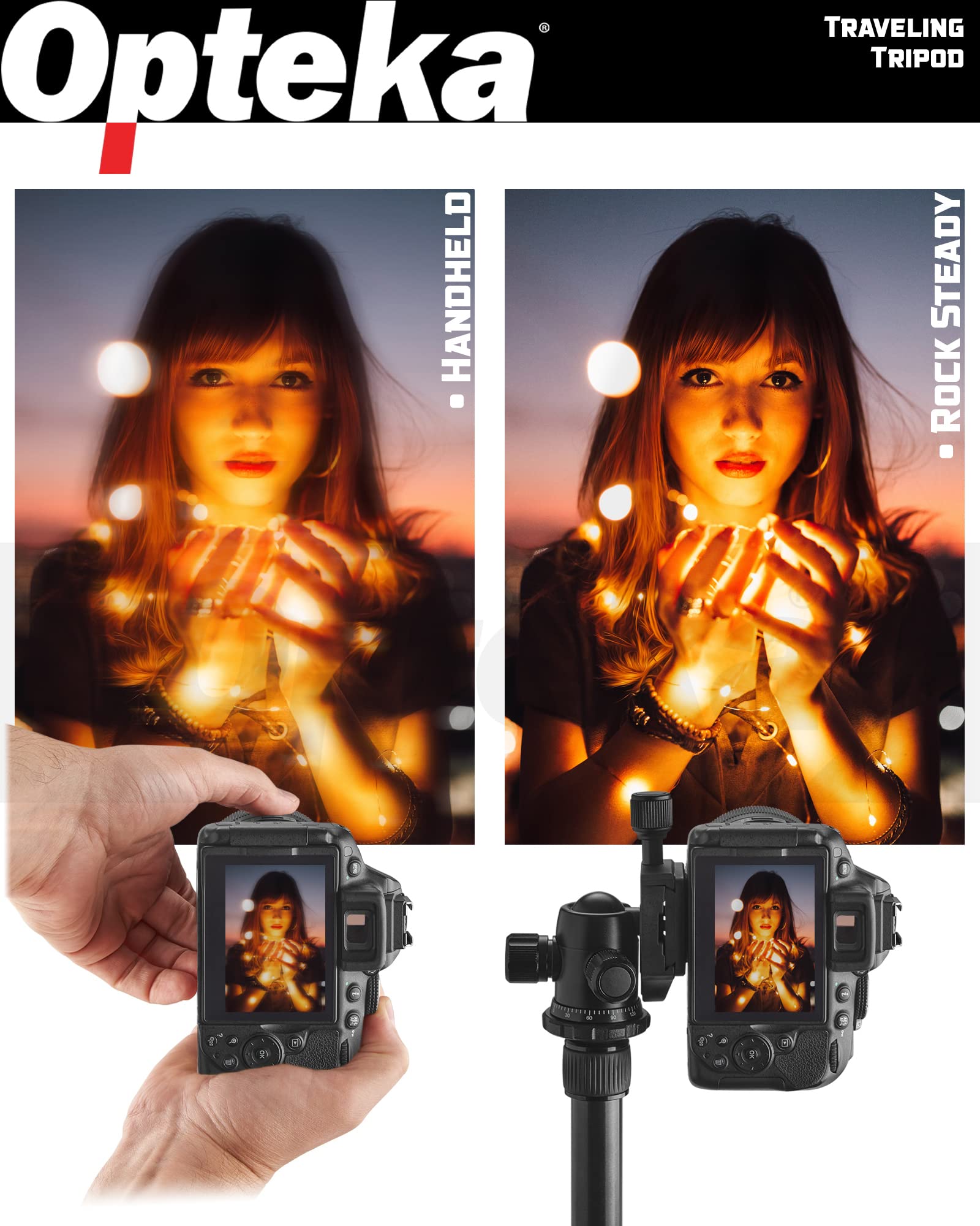 Opteka 2-In-1 Photo Video Professional Travel 59-Inch Tripod / 62-Inch Monopod Combo With 360-Degree Ball Head, Quick Release Pl