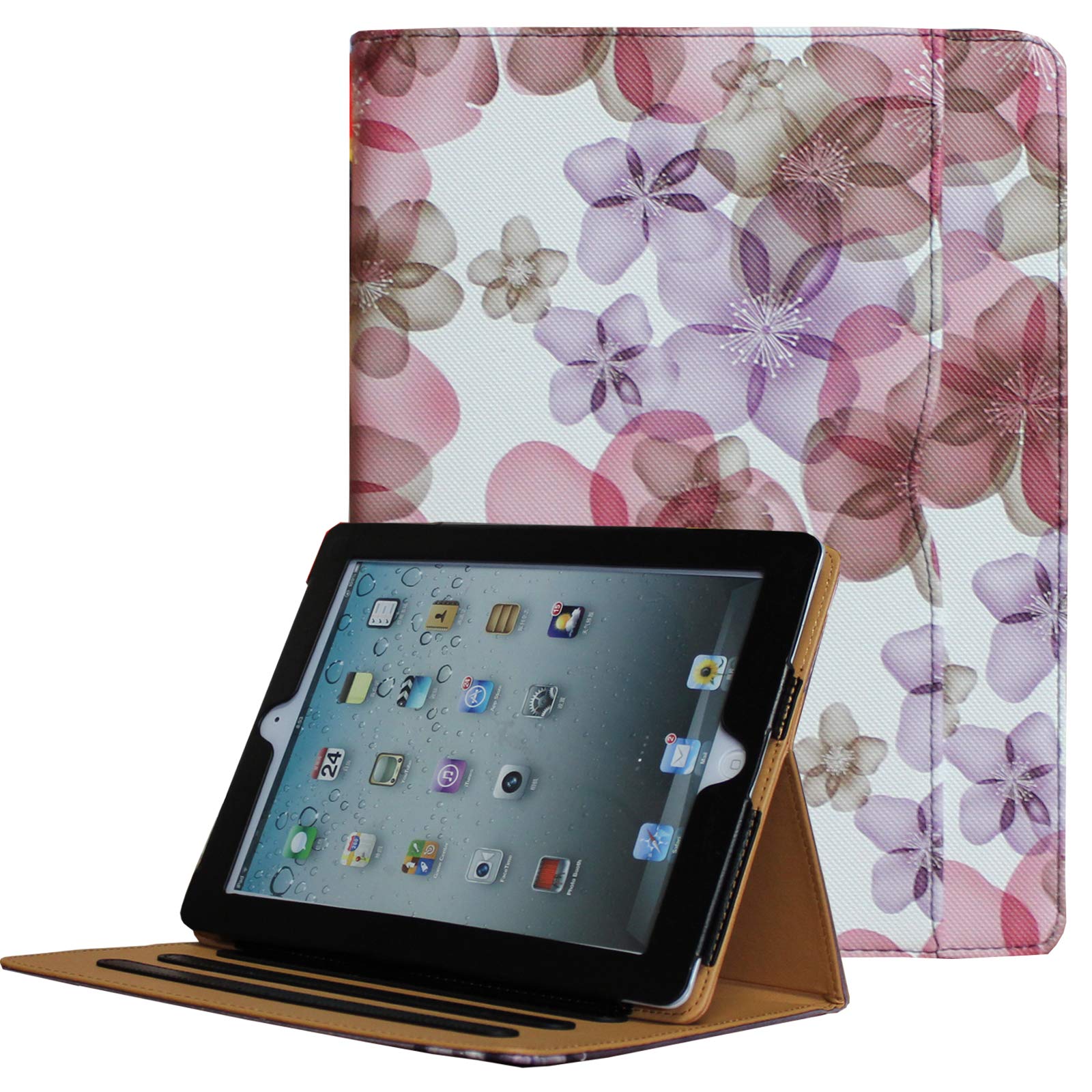 For Ipad 9.7 6Th/5Th Generation 2018/2017, Ipad Air/Air 2 Case, Jytrend Multi Angle Viewing Stand Folio Smart Cover With Pocket For A1893 A1954 A1822 A1823 A1474 A1475 A1476 A1566 A1567(Pink Flower)