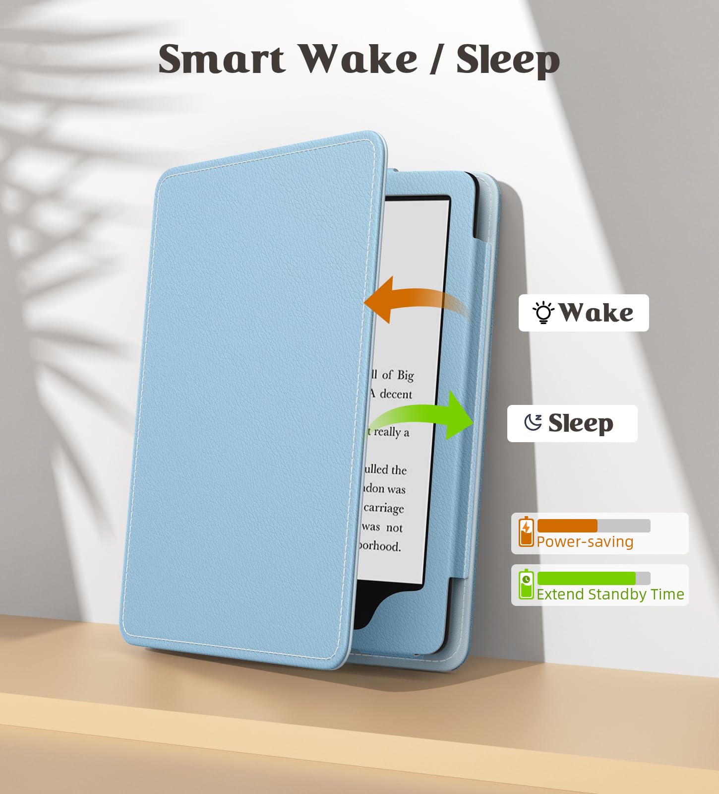 MoKo Case for 7'/6.8' Kindle Paperwhite(12th/11th Generation 2024/2021) and Kindle Colorsoft Signature Edition, Slim PU Shell Cover Case with Auto Wake/Sleep for Kindle Paperwhite 2024, Sky Blue