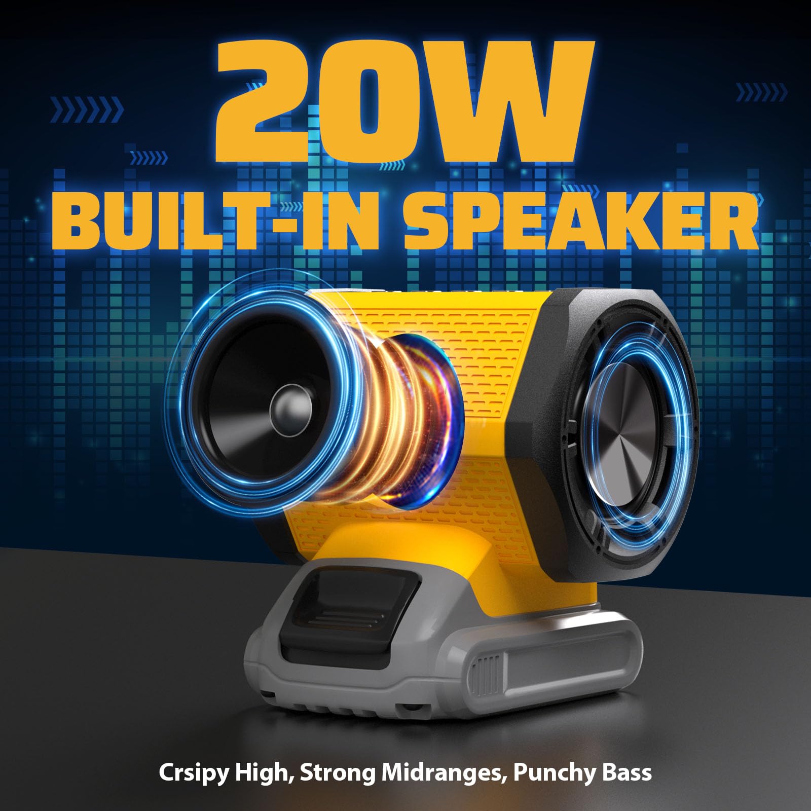 Bluetooth Speaker Fit For Dewalt 20V Max Battery With Usb A/C Charging For Jobsite Camping & Parties(Battery Not Included)