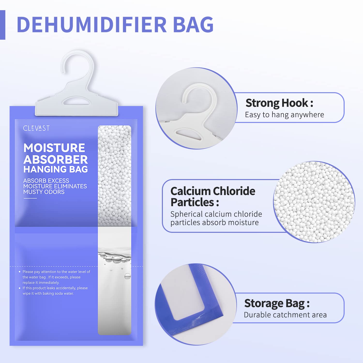 CLEVAST Moisture Absorbers 10 Pack, Unscented Dehumidifier Bags 230g for Closet, Purple, Model CL-MA01