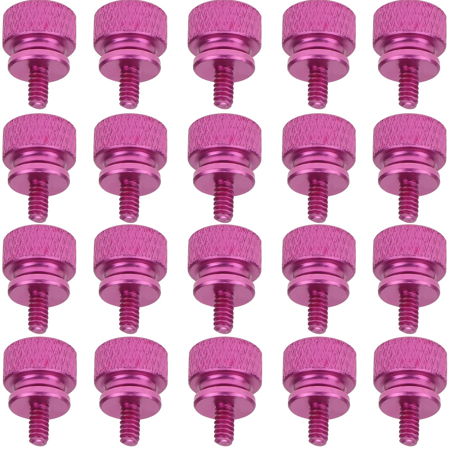 Helifouner 20 Pieces 6 32 Thread, Pink Color Anodized Aluminum Computer Case Thumbscrews, Thumb Screws For Computer Case/Cover/P