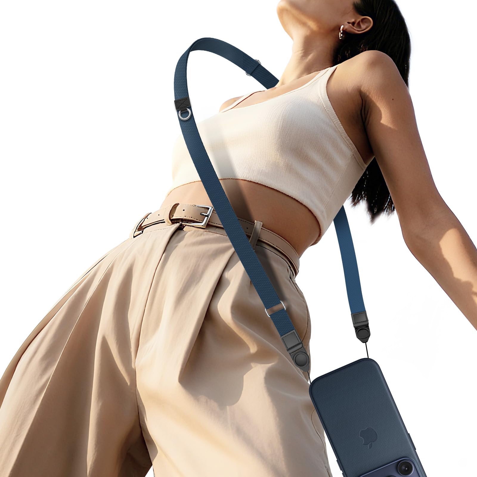 TiMOVO Phone Lanyard Crossbody for iPhone 17 Series Case, Adjustable Anti-Theft Phone Strap with Quick Release Buckle, Blue