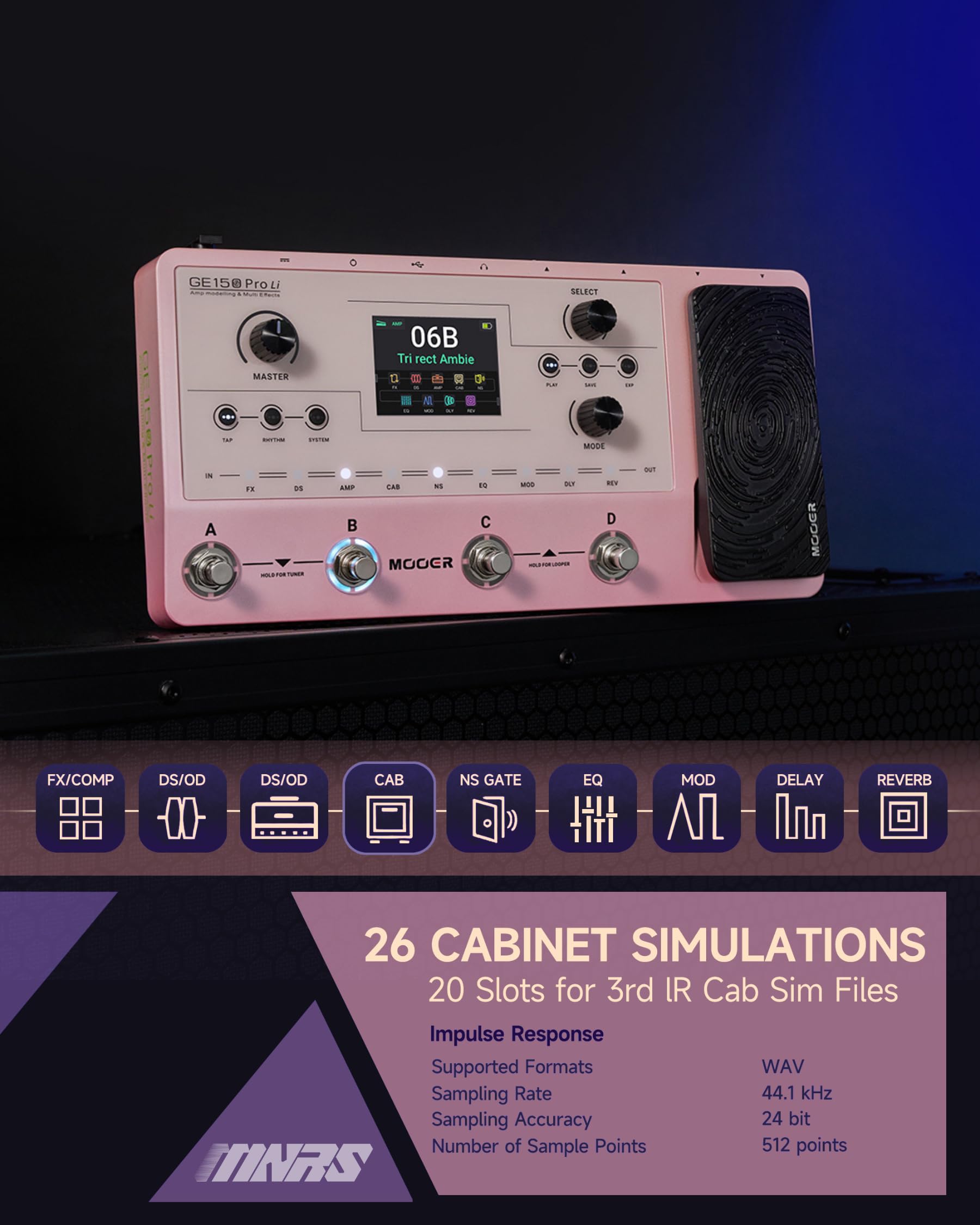 Mooer Ge150 Pro Li Pink Guitar Amp Modelling Multi Effects