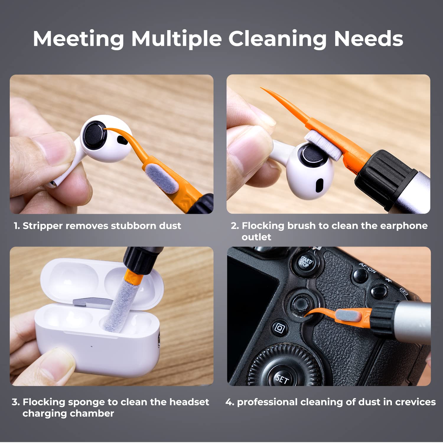 K&F Concept Lens Cleaning Pen Kit For Full Frame Sensors, Multi Function Cleaner Kit For Airpods Pro, Earbuds, Bluetooth Earphon