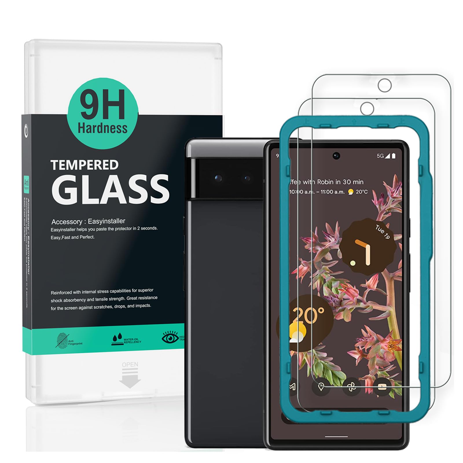 Ibywind Screen Protector For Google Pixel 6[2 Pack],9H Hardness Tempered Glass,Easy to Install,Bubble Free