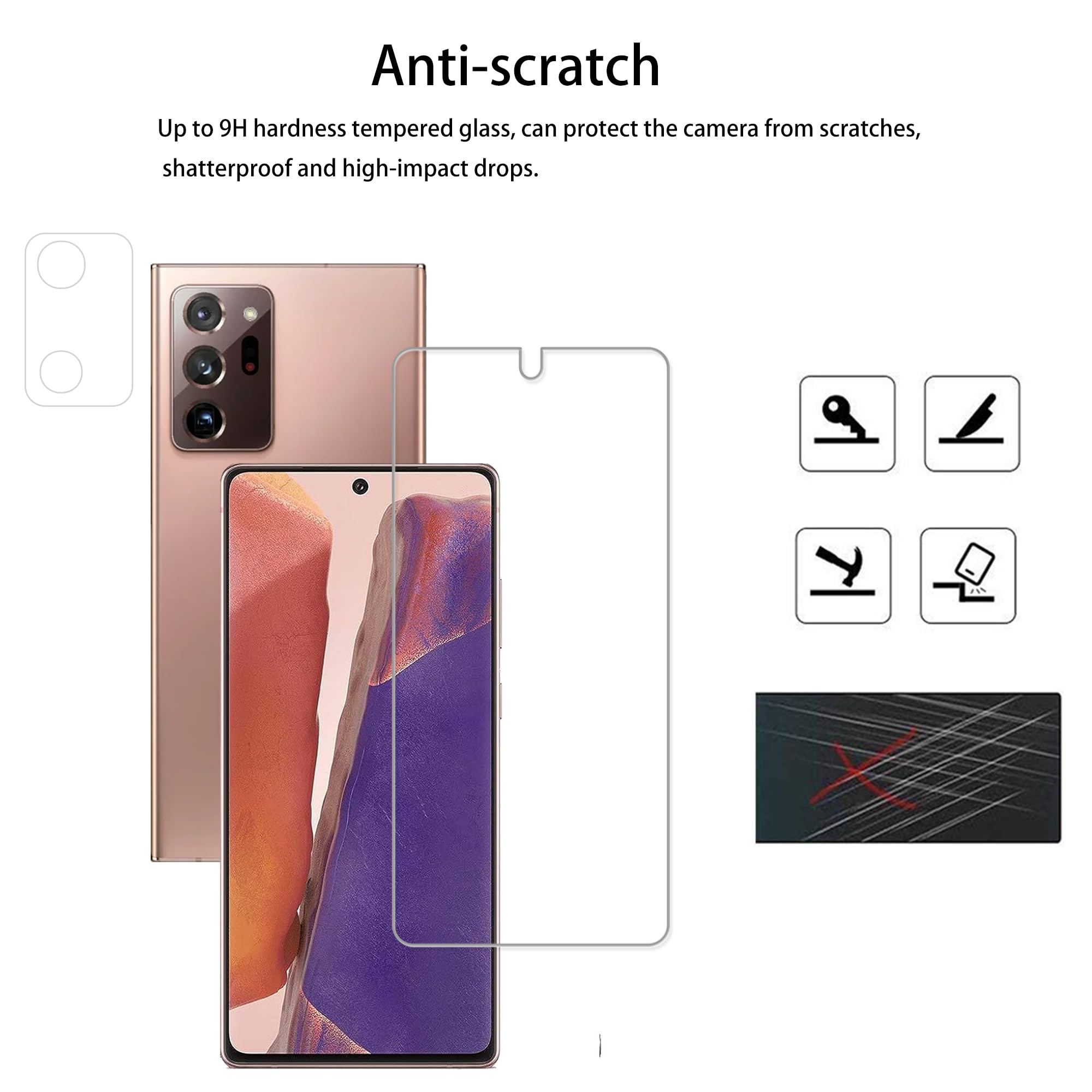 Hkkais Screen Protector For Samsung Galaxy Note 20 5G Tempered Glass Film 2 Pack With Camera Lens Protector 2 Pack Easy Alignmen
