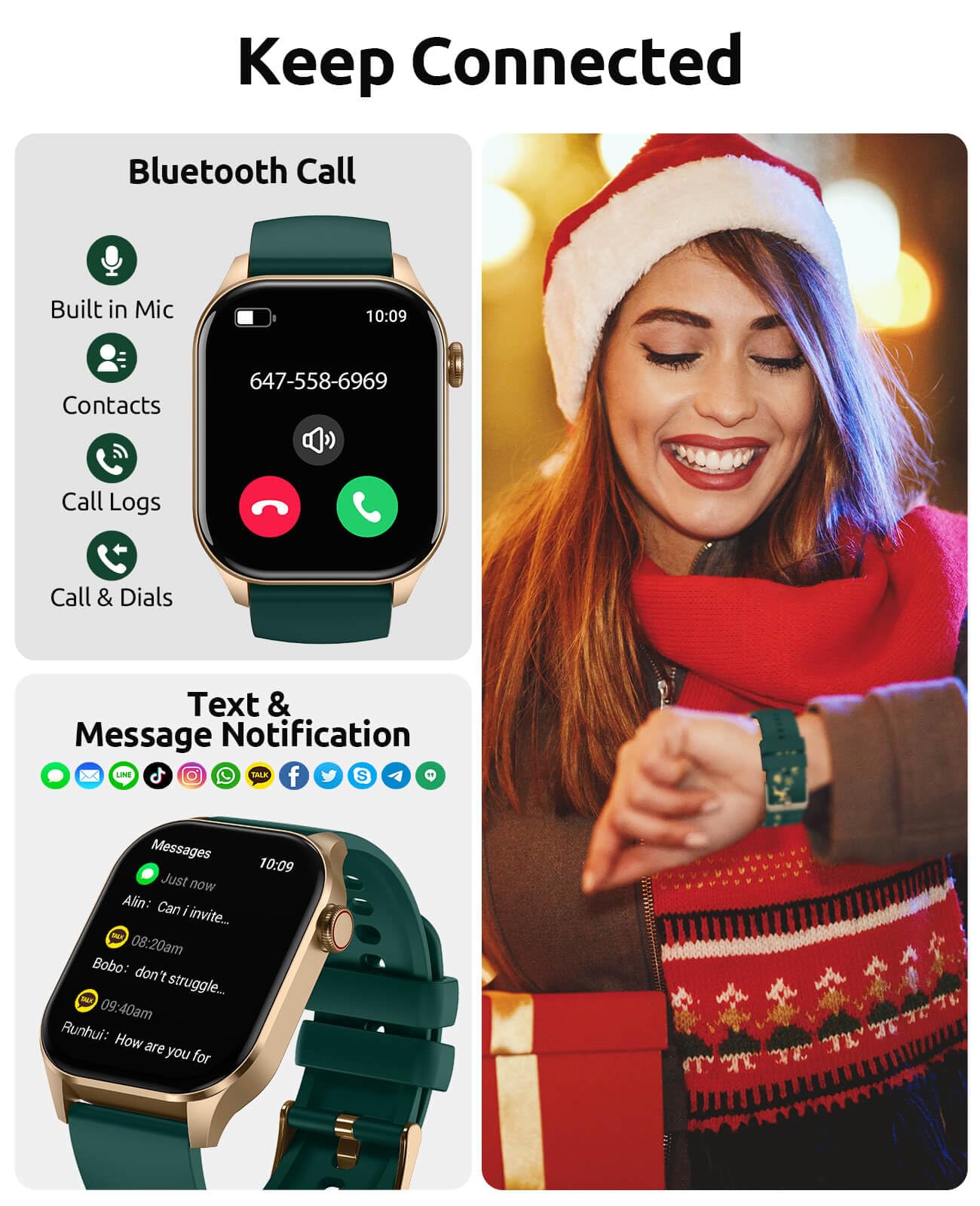 Smart Watches Christmas For Women 2.04 Hd Screen Fitness Tracker Watches, Heart Rate Sleep Blood Oxygen Monitor, Ip68 Waterproof