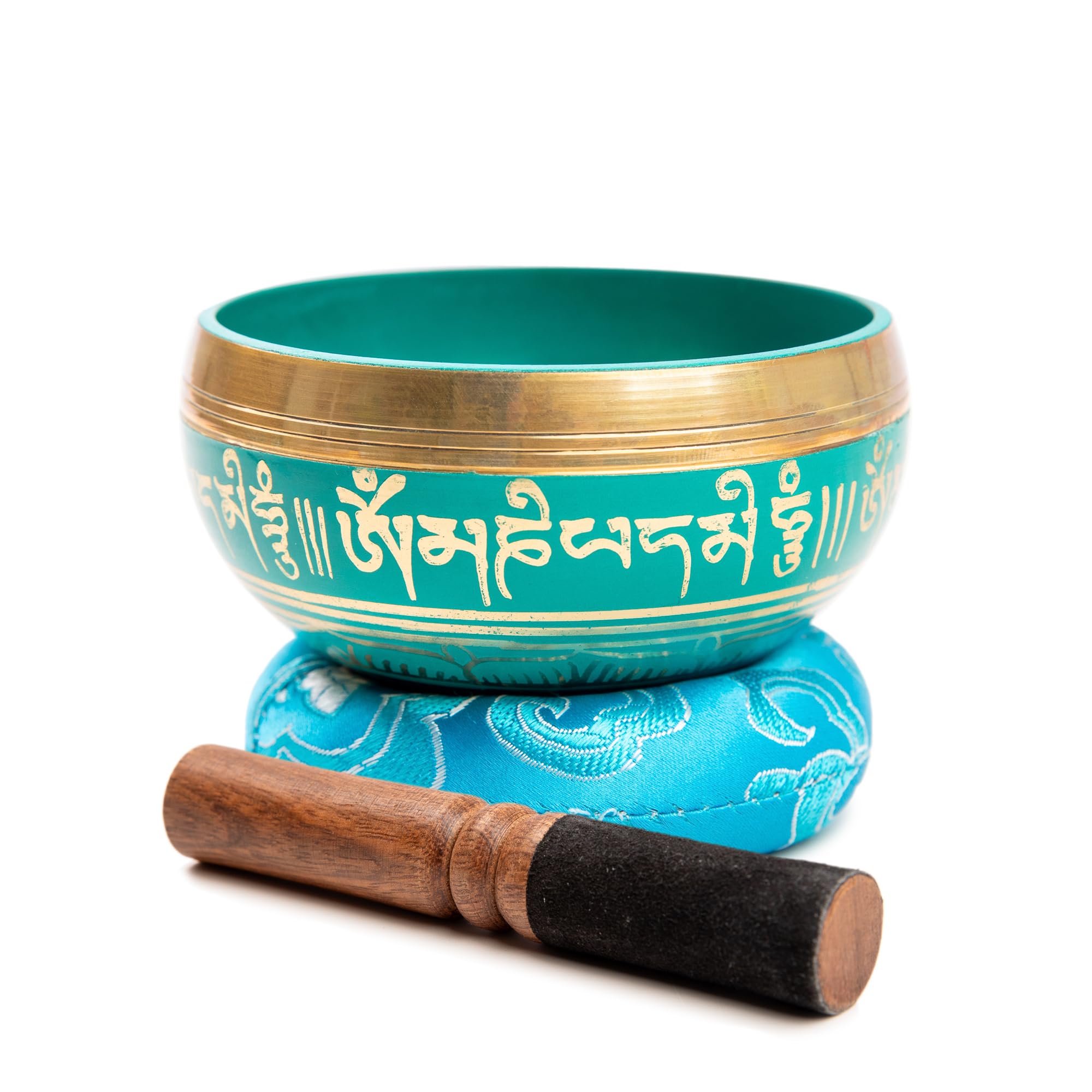 Tibetan Singing Bowl Set Bronze   Master Healing Grade   Authentic Handcrafted Sound Bowl By Himalayan Bazaar (Turquoise)